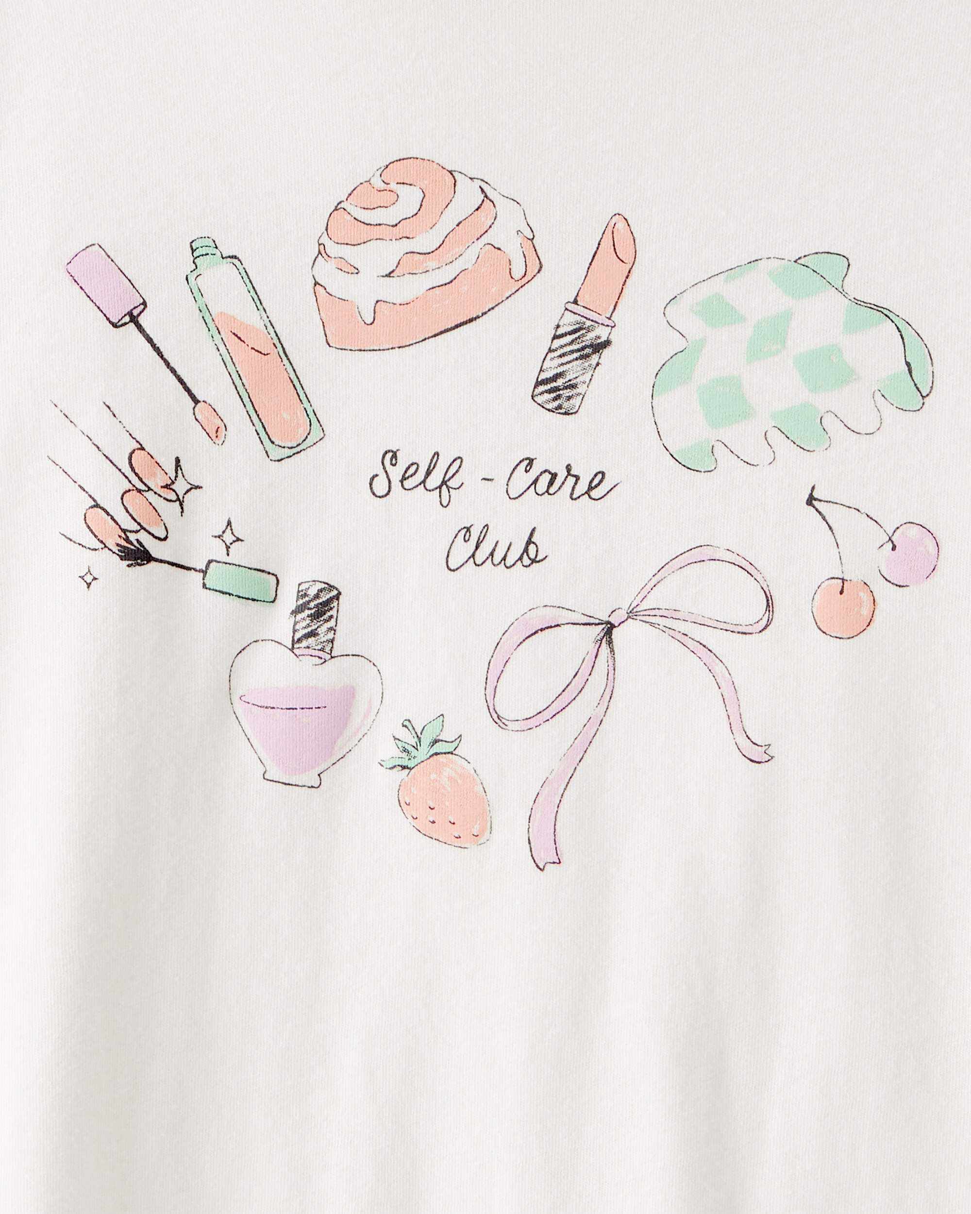 Girls 'Self Care' Long-Sleeve Graphic Tee - Ivory - Image 3