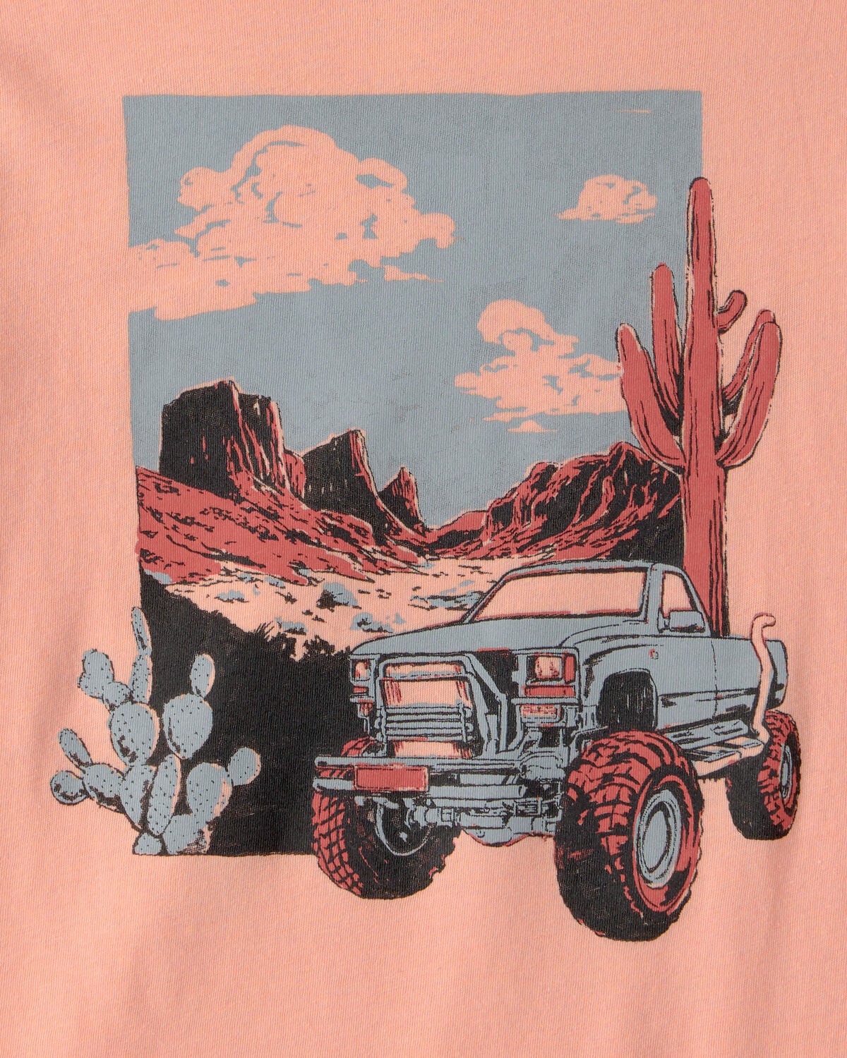 Kids Mountain Truck Graphic Tee - Coral - Image 2
