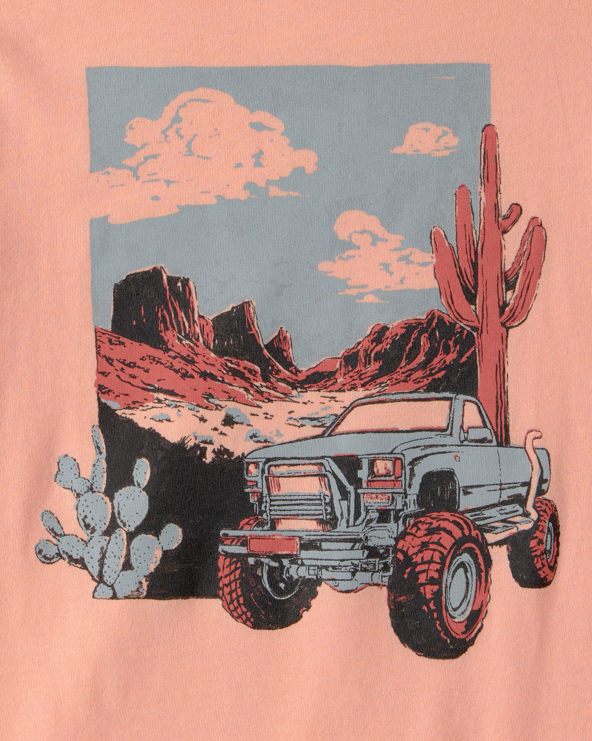 Kids Mountain Truck Graphic Tee - Coral - Image 3