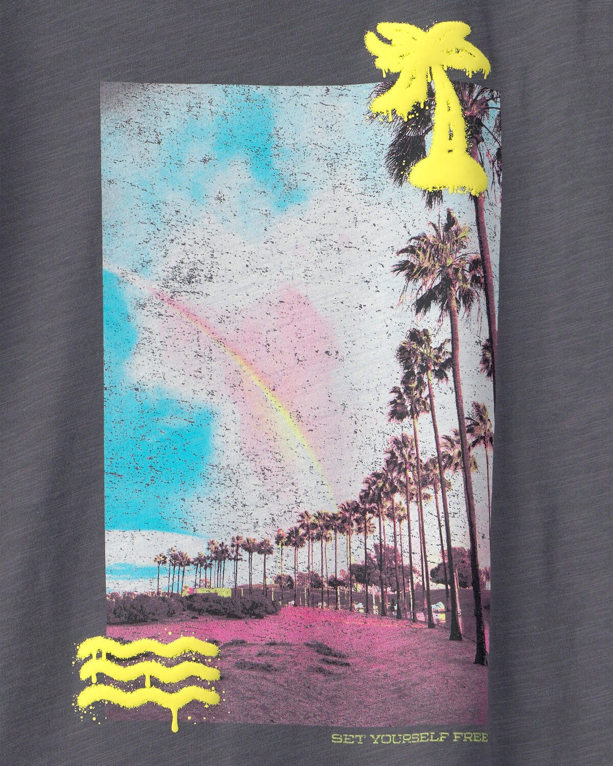 Boys Beachside Palm Tree Graphic Tee - Grey - Image 3