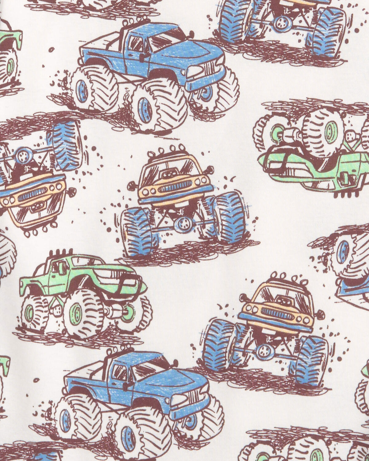 Boys Monster Truck 100% Cotton Snug Fit 4-Piece Pajama Set - Grey - Image 3