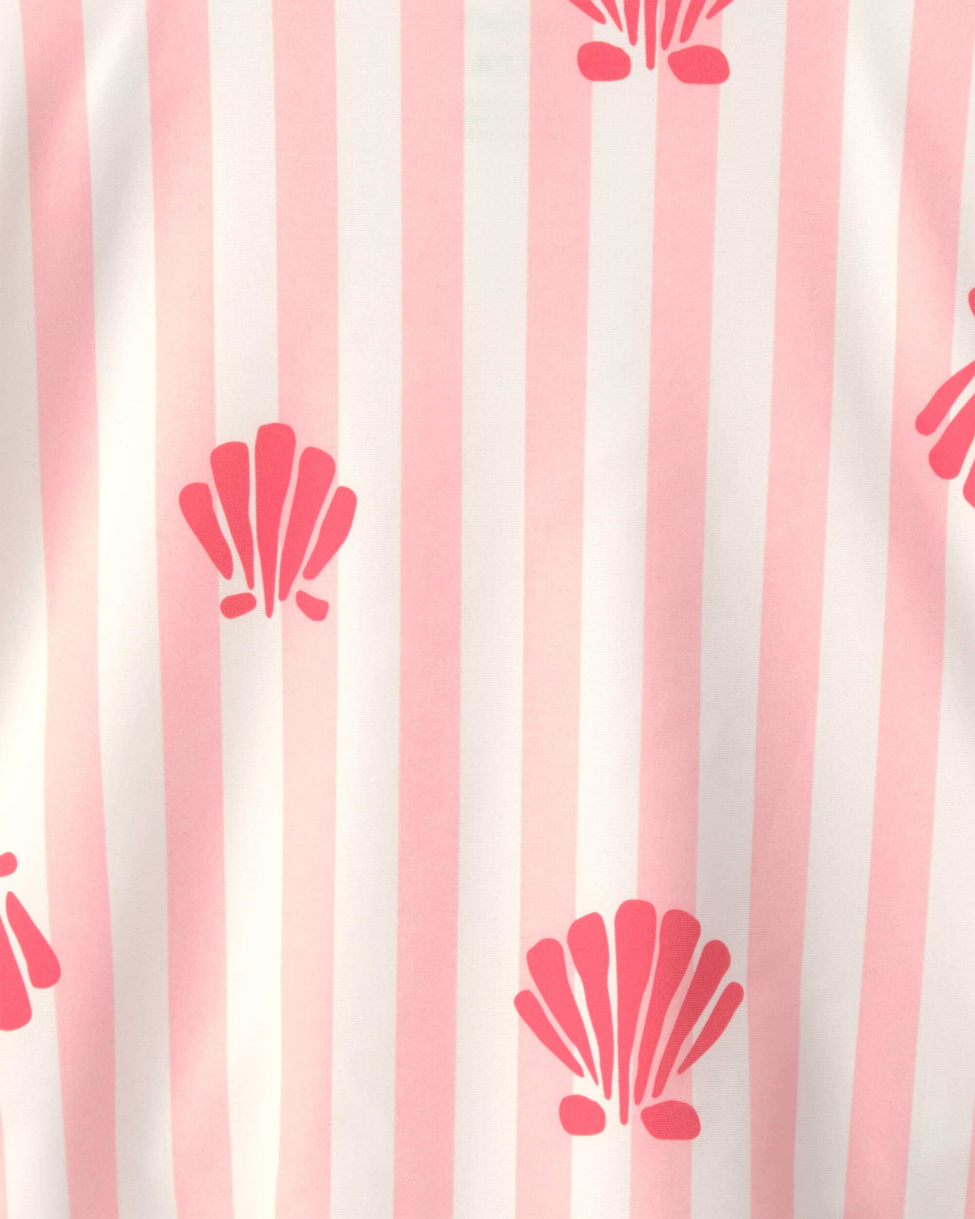 Girls 1-Piece Shell Striped Swimsuit - Pink - Image 4