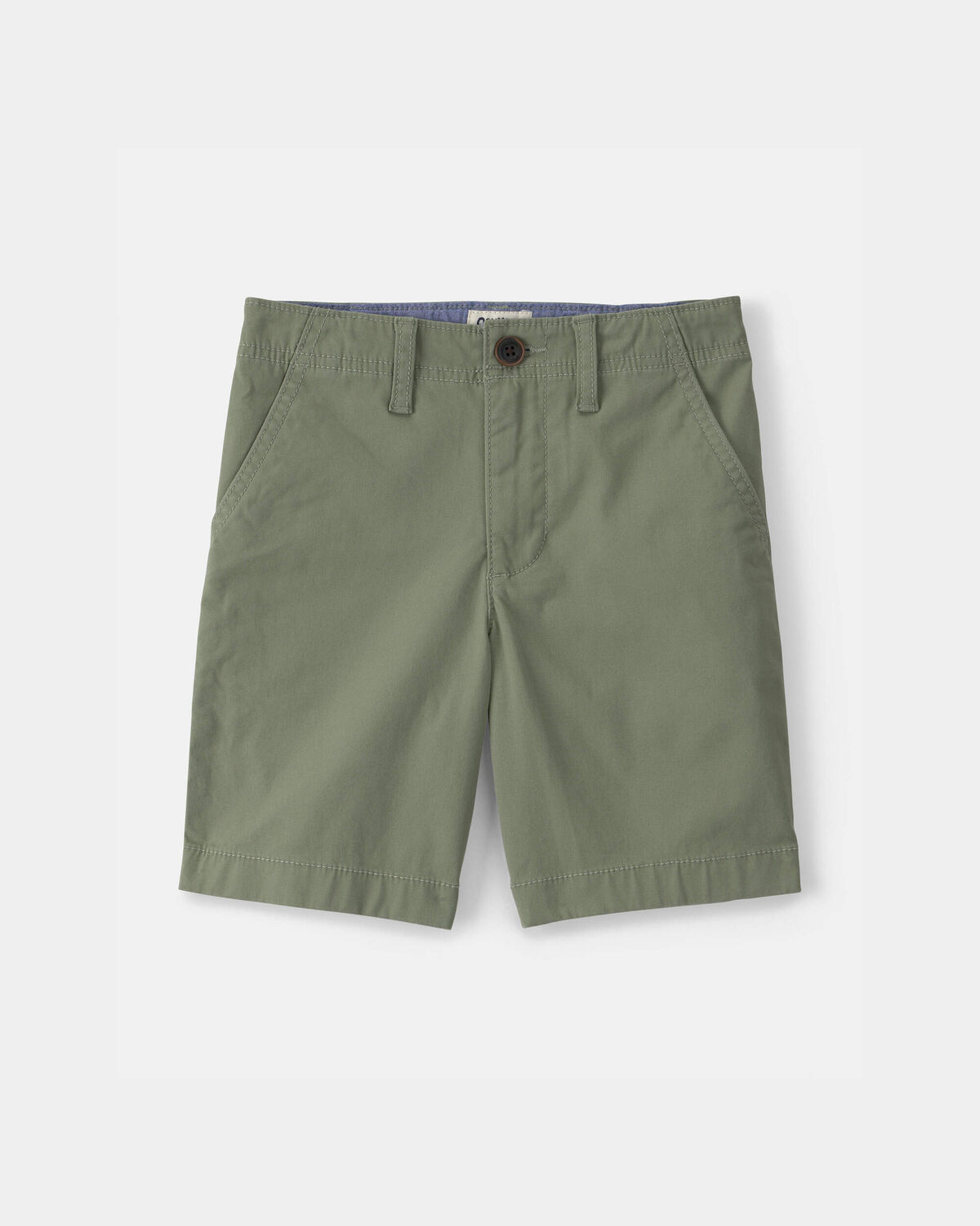 Boys Twill Flat-Front Shorts - Green