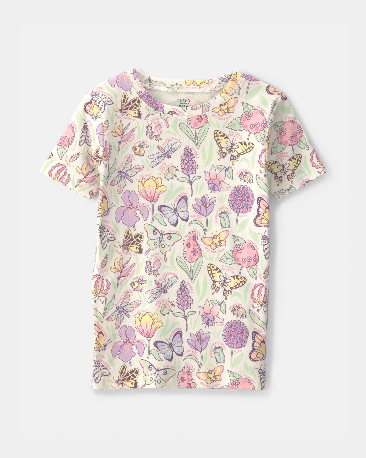 Girls Butterfly 100% Cotton Snug Fit 2-Piece Pajama Set - Cream - Image 3