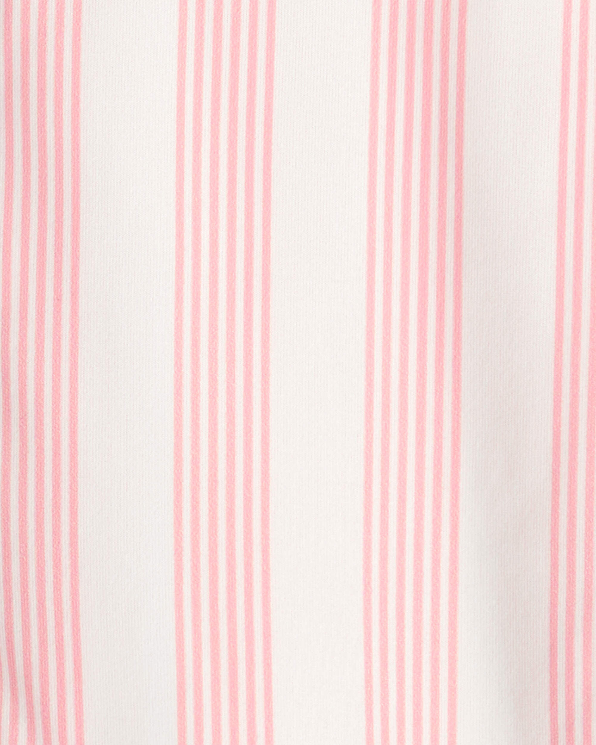 Girls Striped Loose Fit 2-Piece Pajama Set - Pink/Ivory - Image 5
