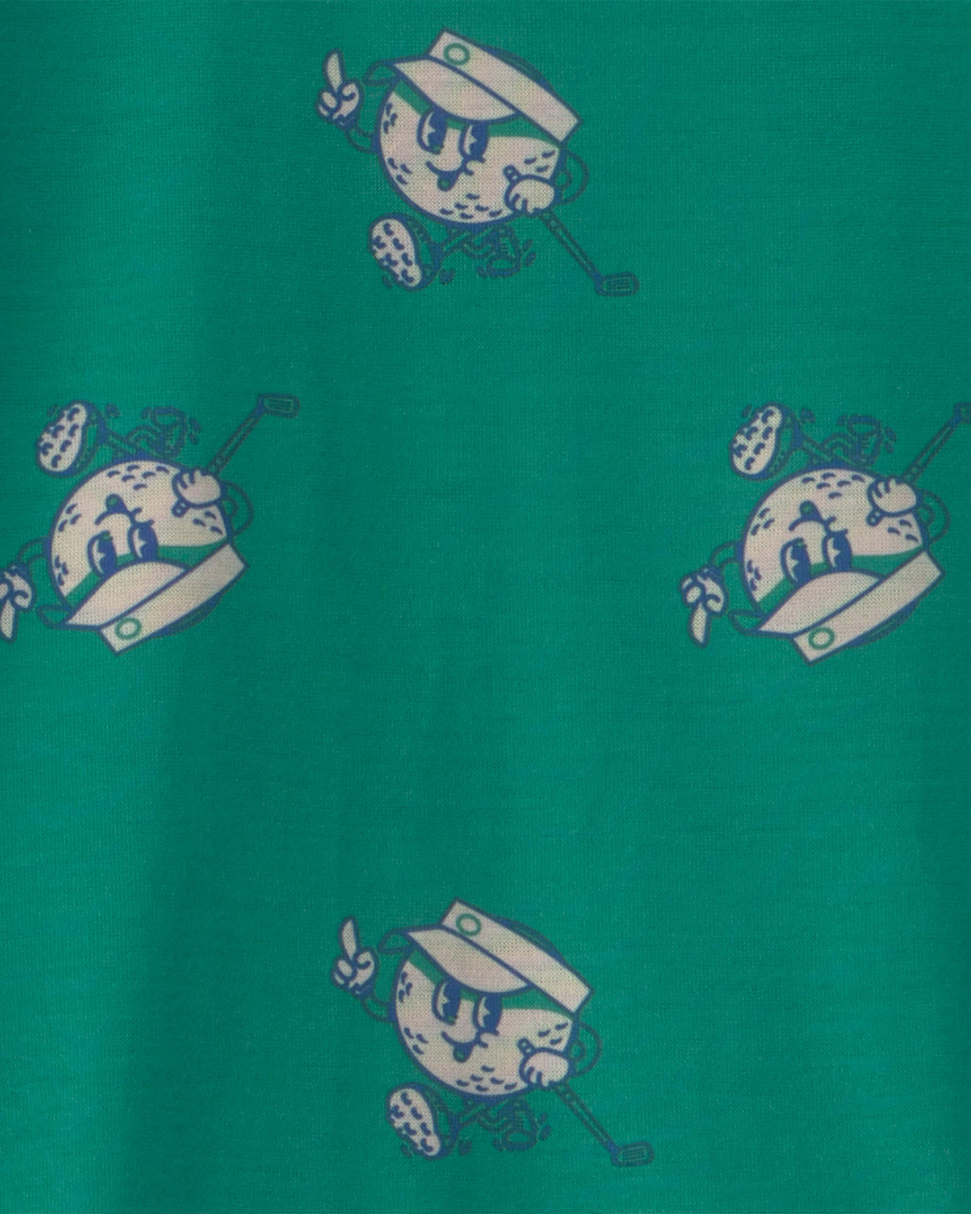 Boys 2-Piece Golf Short-Sleeve Loose Fit 2-Piece Pajama Set - Green/Grey - Image 5