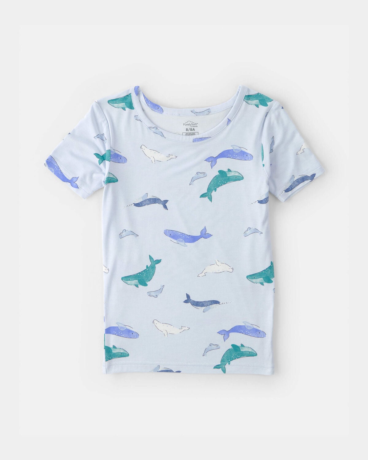 Boys Whale PurelySoft Short-Sleeve Snug Fit 2-Piece Pajama Set - Blue - Image 3