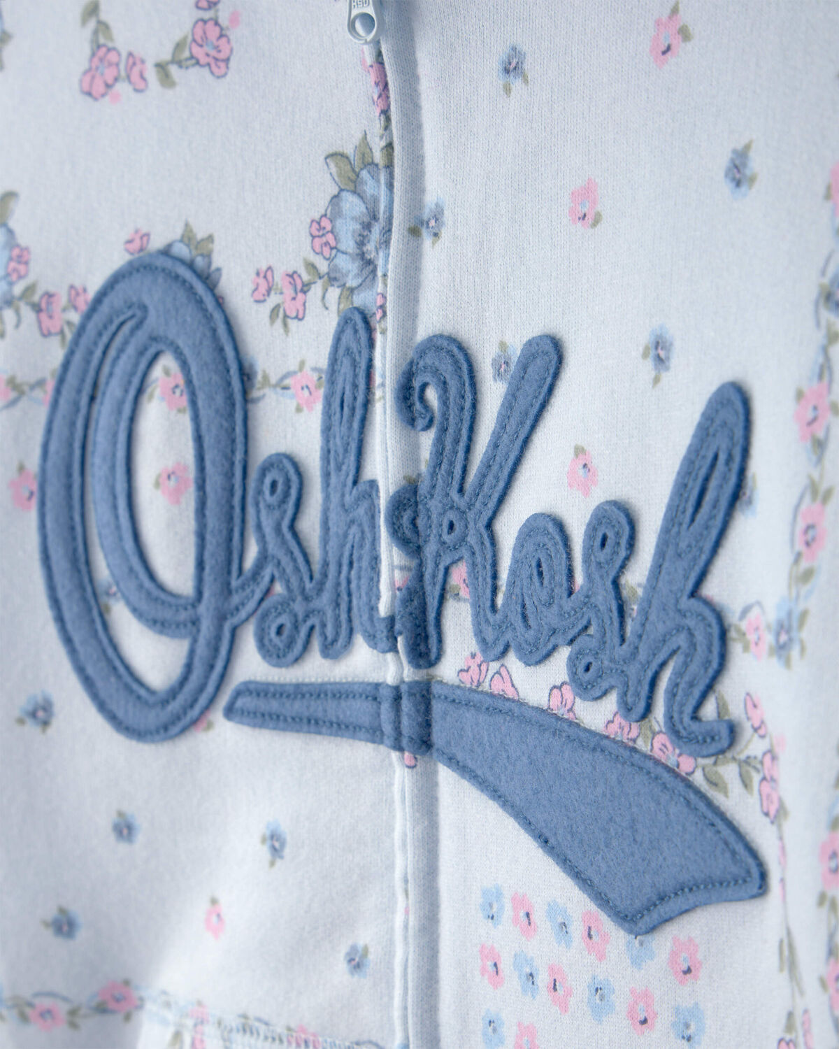 Girls Floral OshKosh Logo Zip-Up Hoodie - Blue - Image 2
