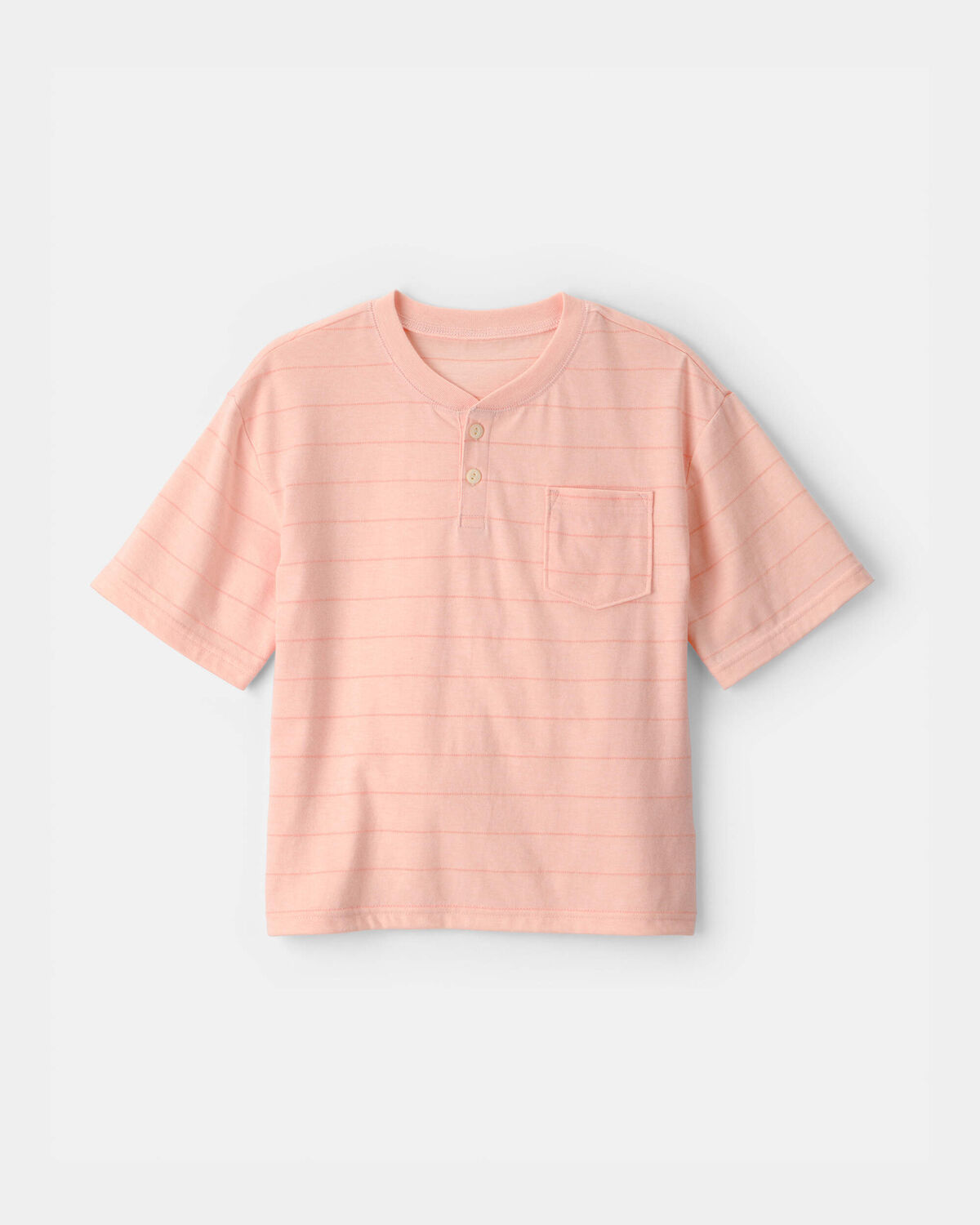 Boys Striped Henley T-Shirt - Orange
