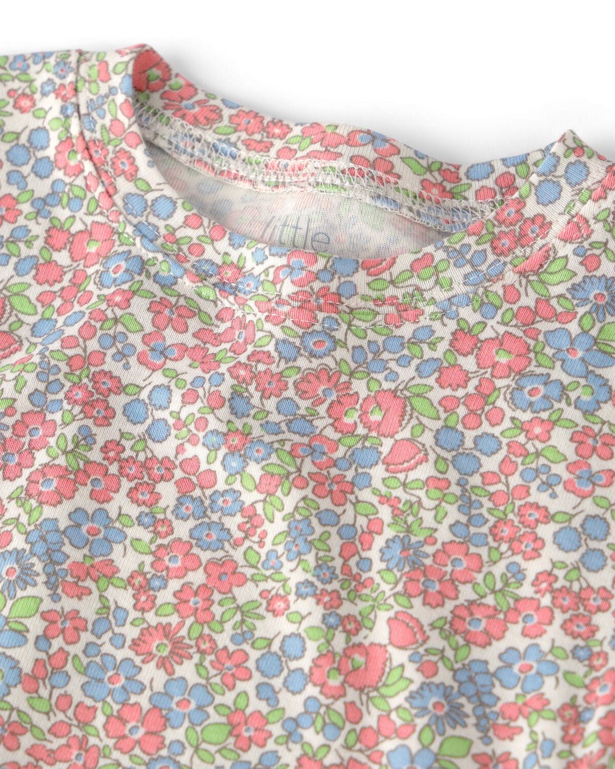 Girls 2-Piece Organic Cotton Ribbed Pajama Set in Spring Floral Print - Image 2