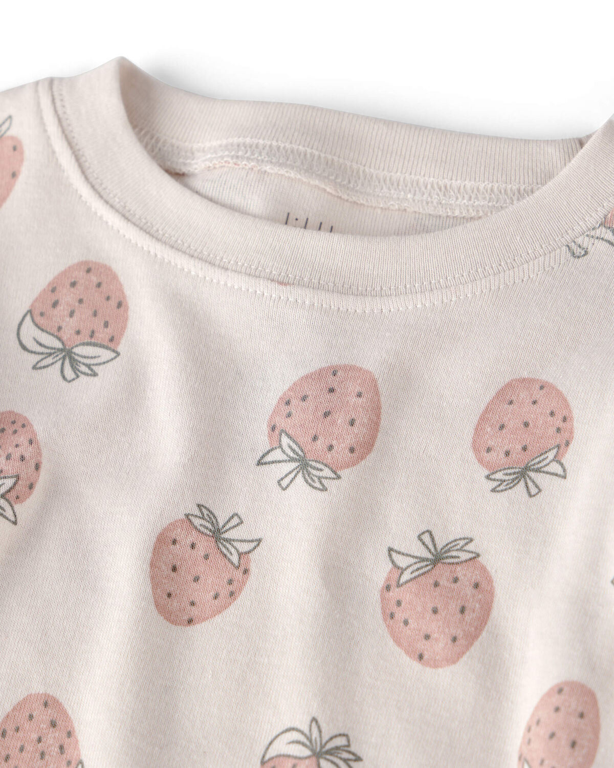 Girls 2-Piece Organic Cotton Ribbed Pajama Set in Strawberry Print - Image 2