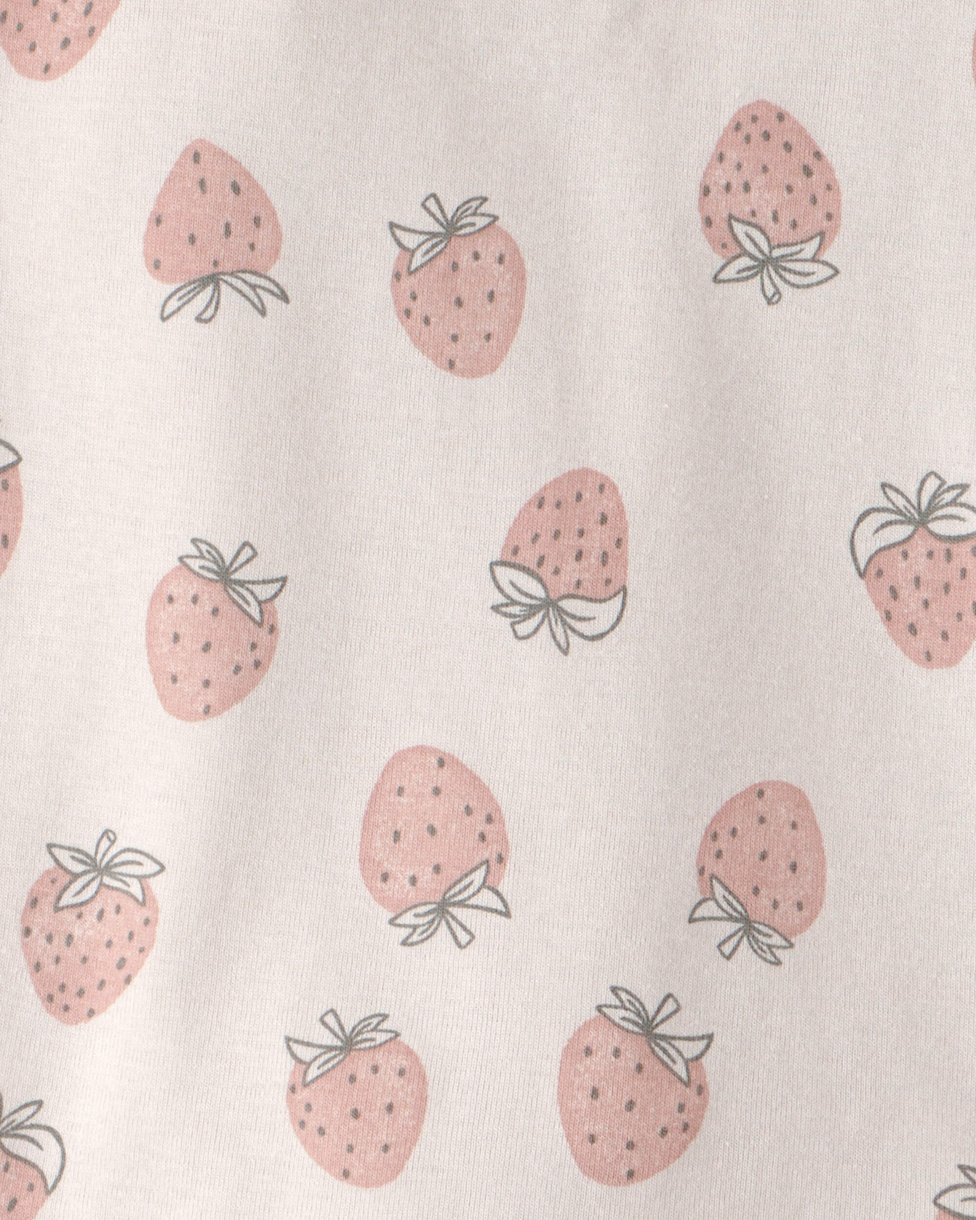 Girls 2-Piece Organic Cotton Ribbed Pajama Set in Strawberry Print - Image 4