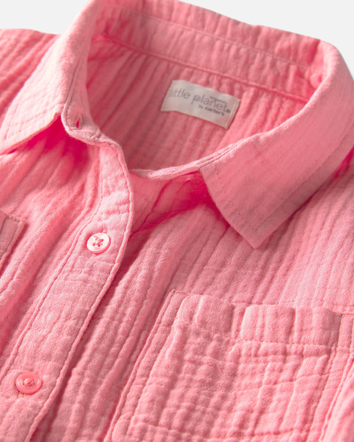 Girls Organic Cotton Gauze Button-Down Top - Image 2