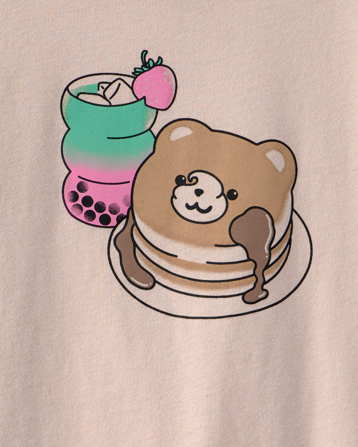 Girls Pancakes & Boba Graphic Tee - Brown - Image 2