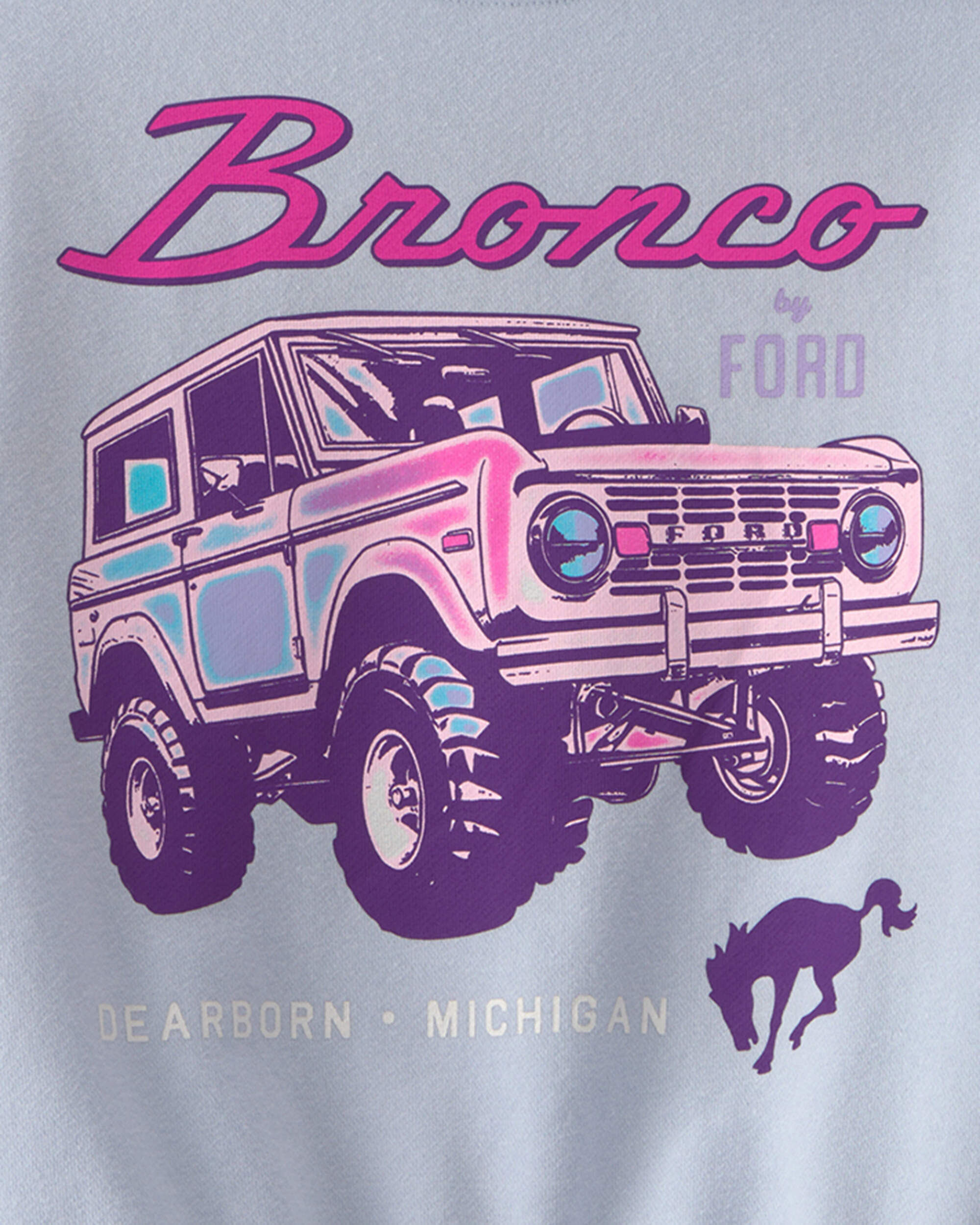 Girls Ford Bronco French Terry Pullover Sweatshirt - Blue - Image 3