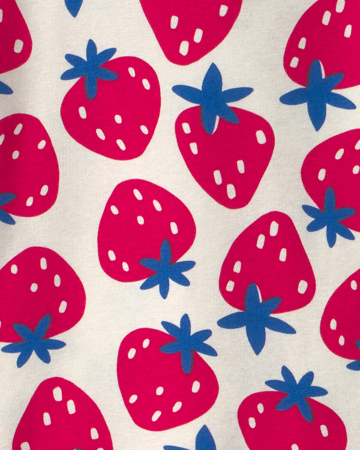 Girls Fruit 100% Cotton 4-Piece Pajama Set - Red/Blue - Image 2