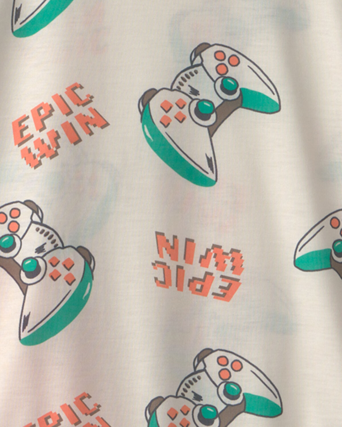 Boys 2-Piece Gaming Short-Sleeve Pajama Set - Ivory/Orange - Image 2