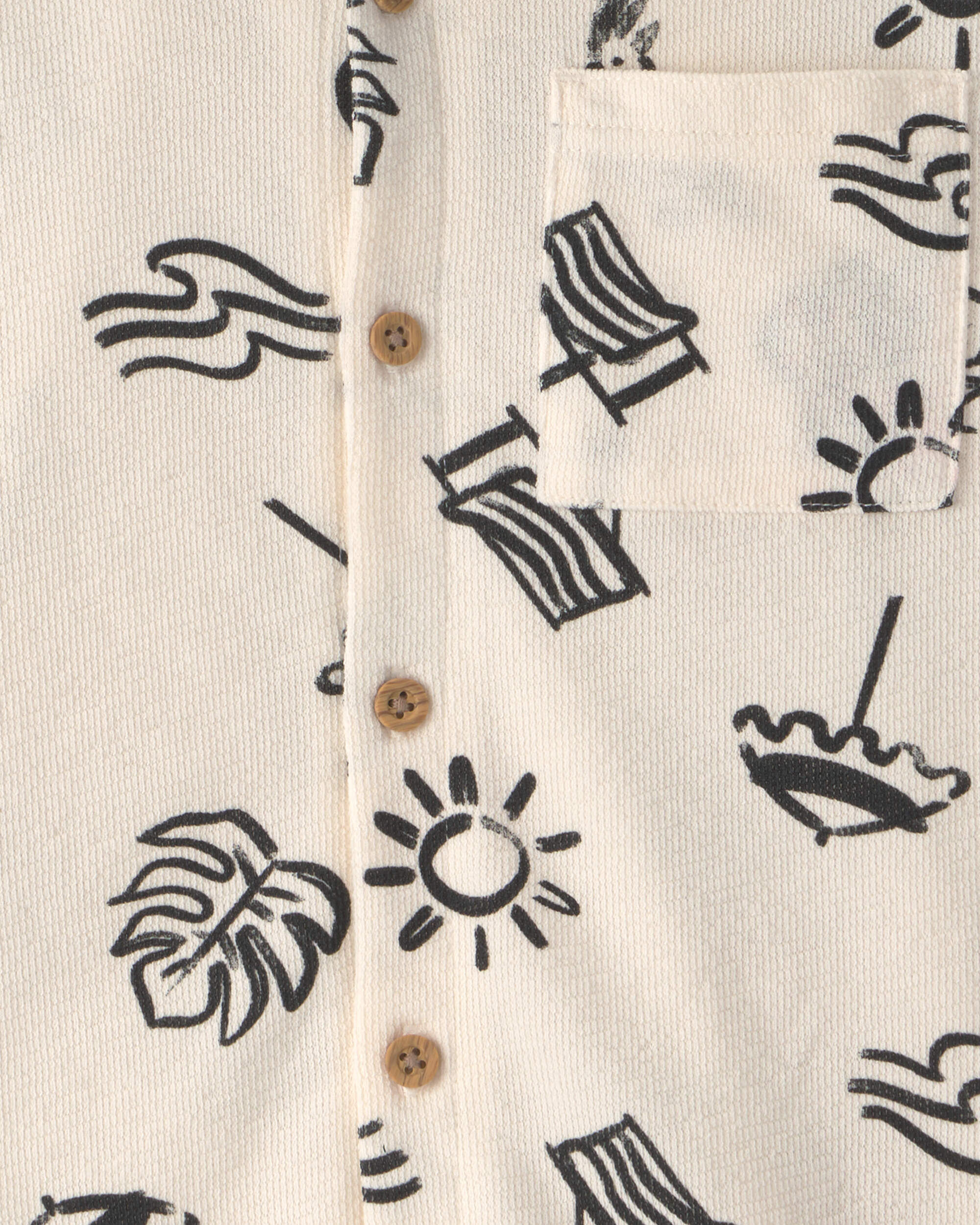 Boys Beach Button-Down Shirt - Ivory - Image 6