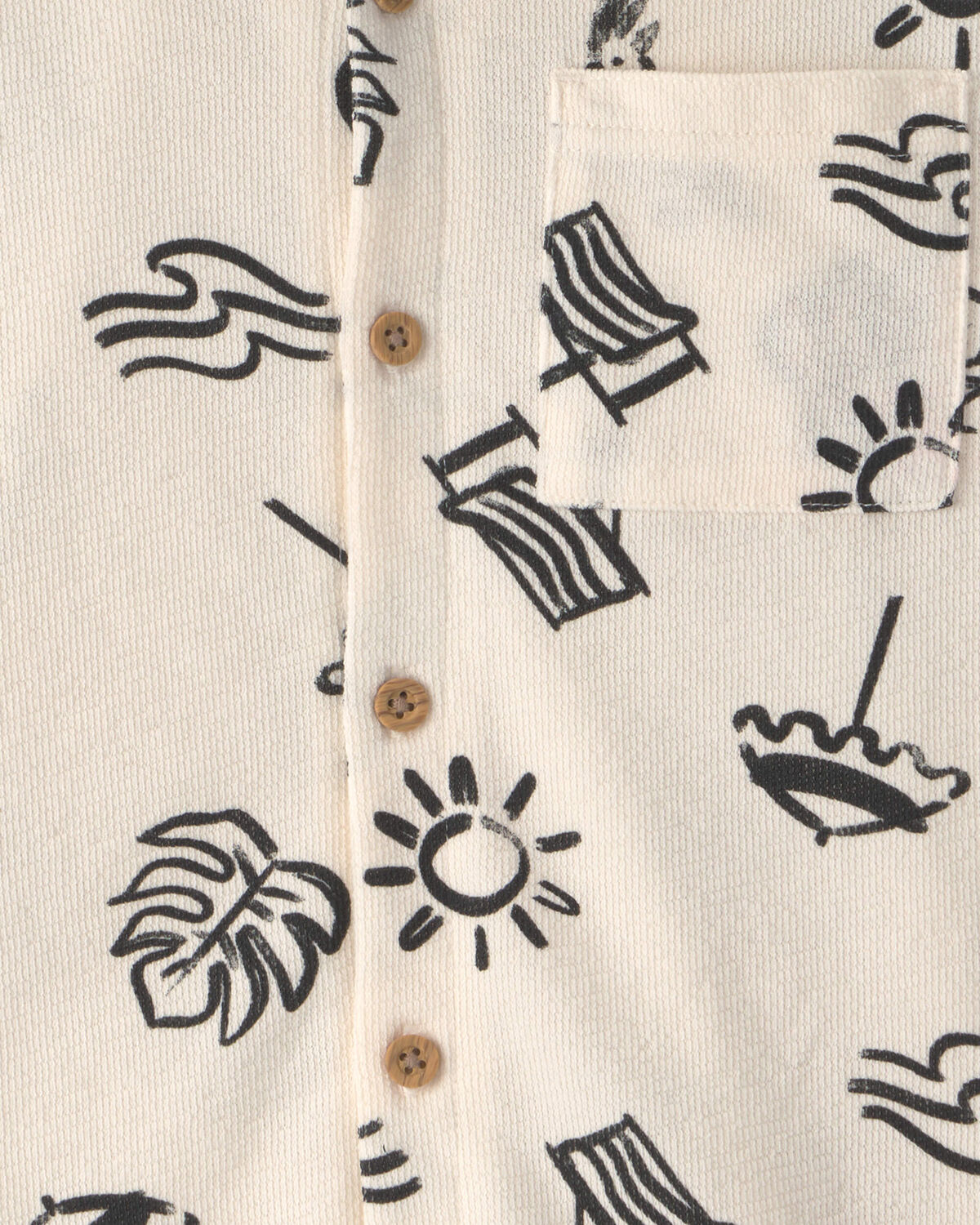 Boys Beach Button-Down Shirt - Ivory - Image 5