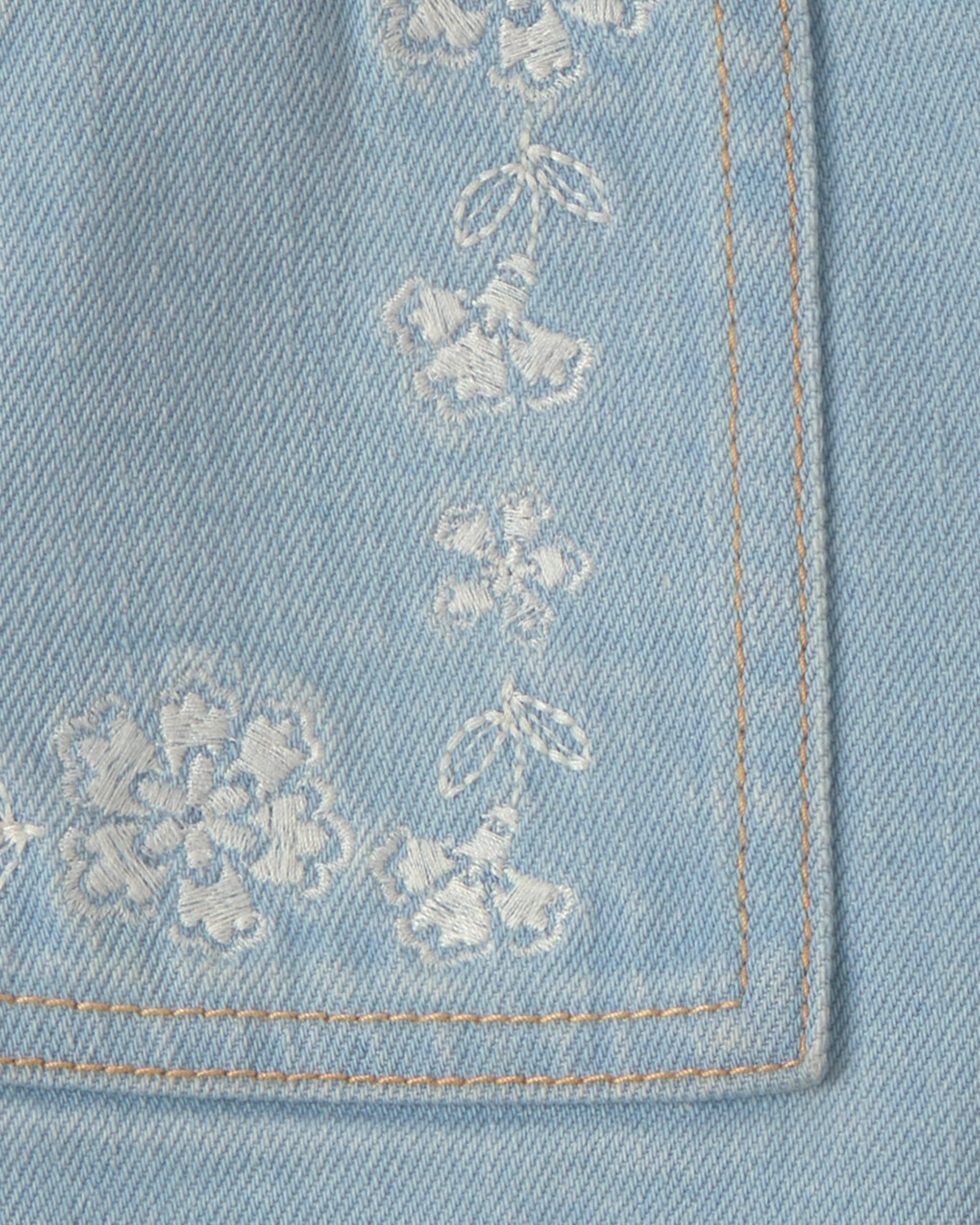 Girls Floral Denim Shorts - Light Wash - Image 4