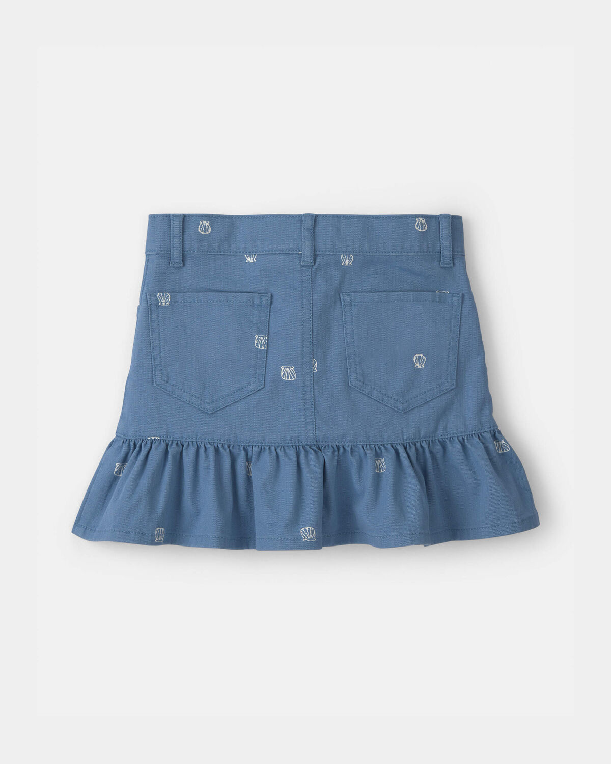 Girls Seashell Twill Ruffle Skirt - Medium Wash - Image 2