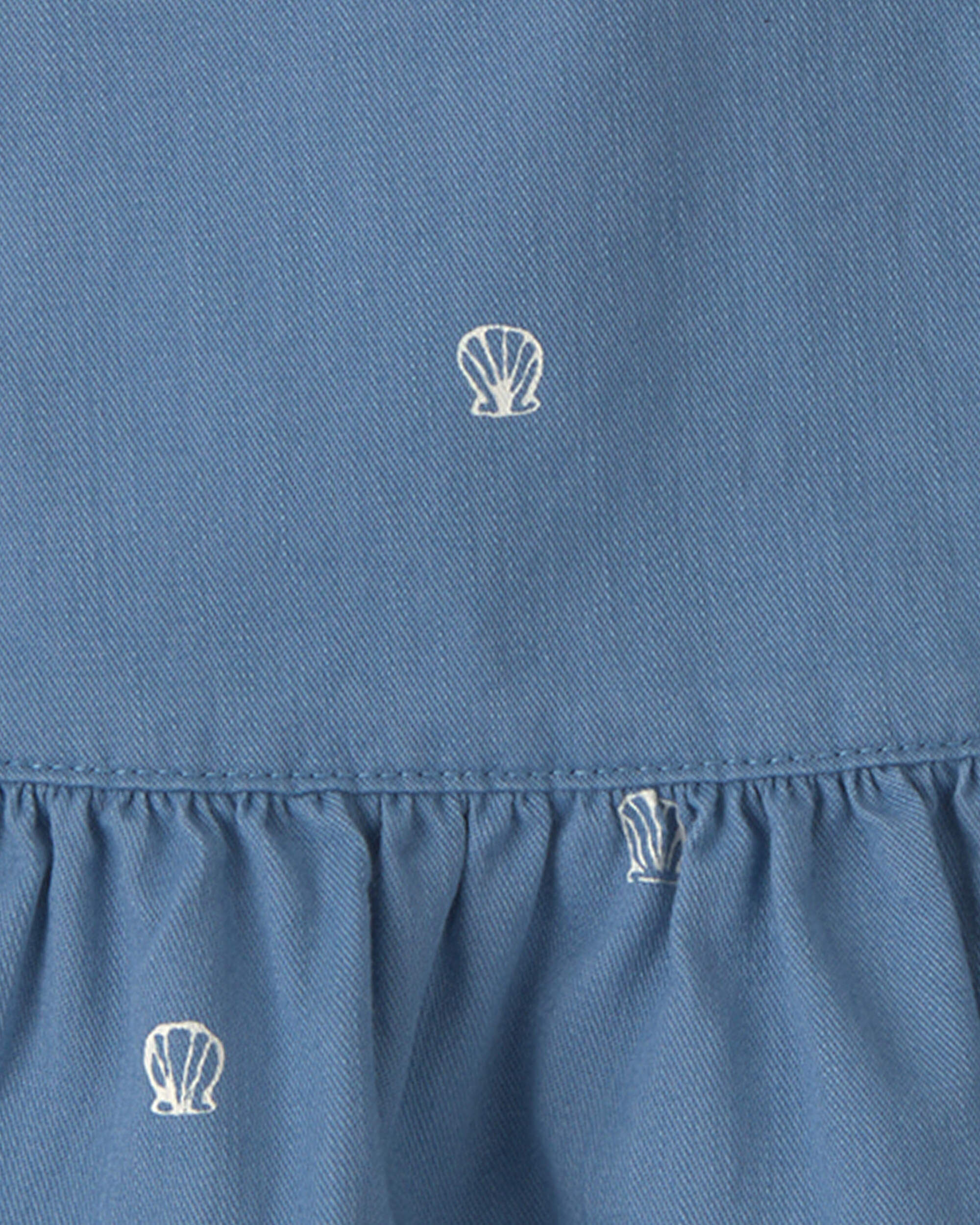 Girls Seashell Twill Ruffle Skirt - Medium Wash - Image 4