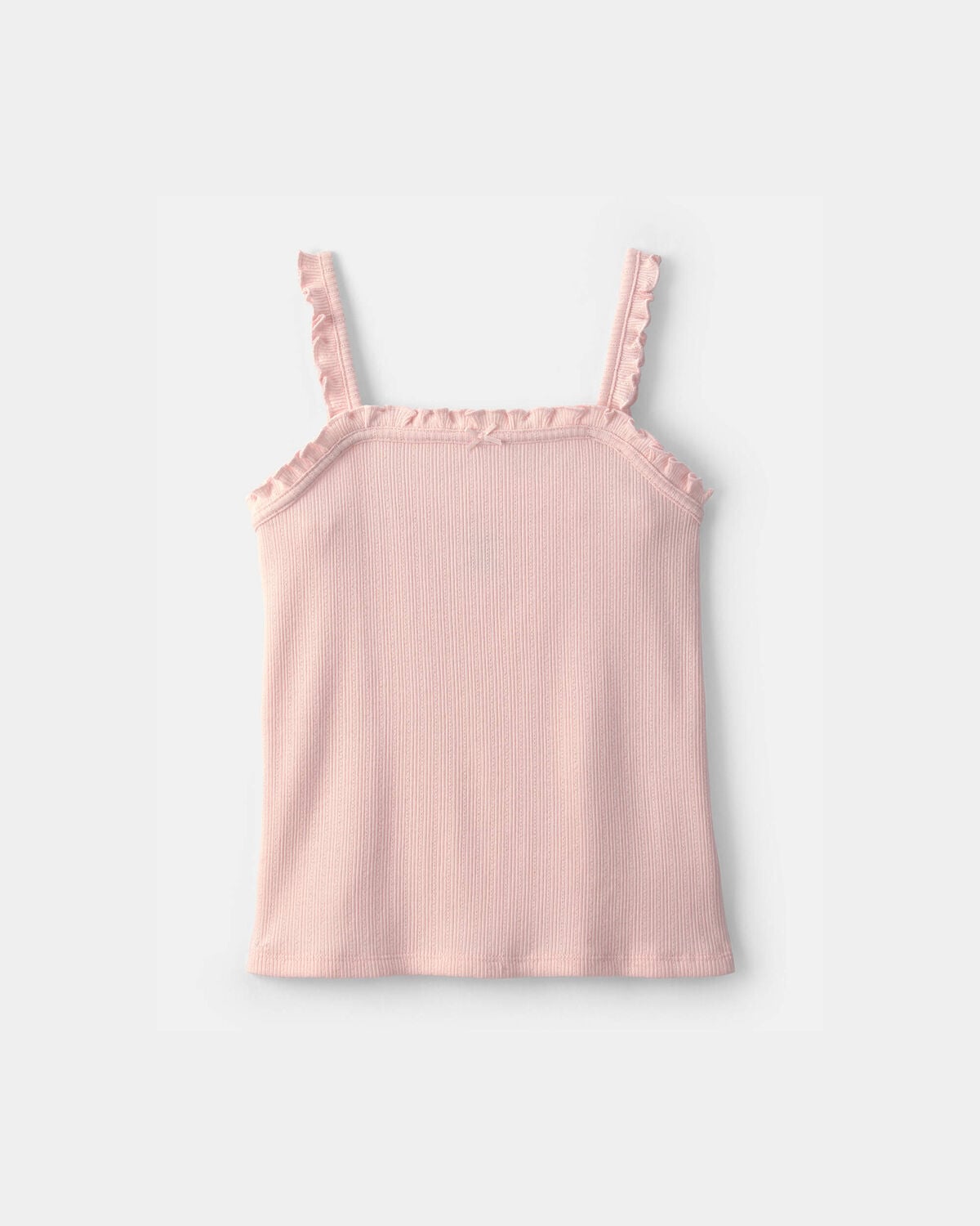 Girls Ruffle Ribbed Tank Top - Pink