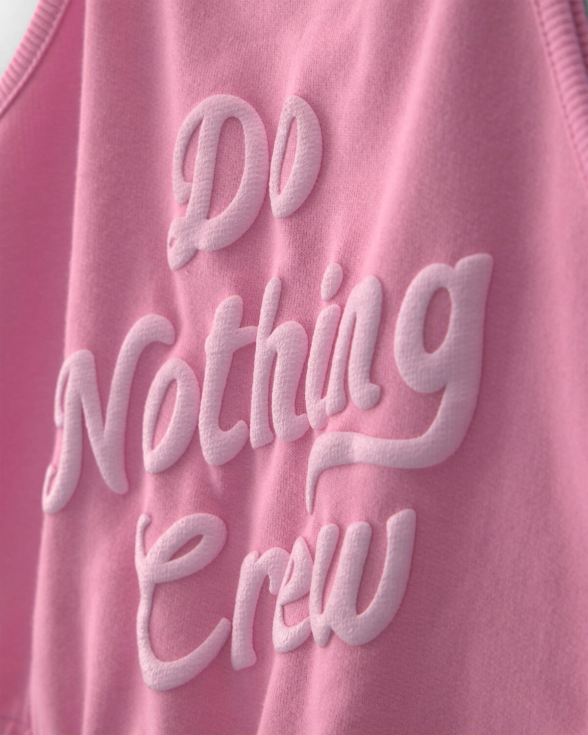 Girls 'Do Nothing Crew' French Terry Romper - Pink - Image 2