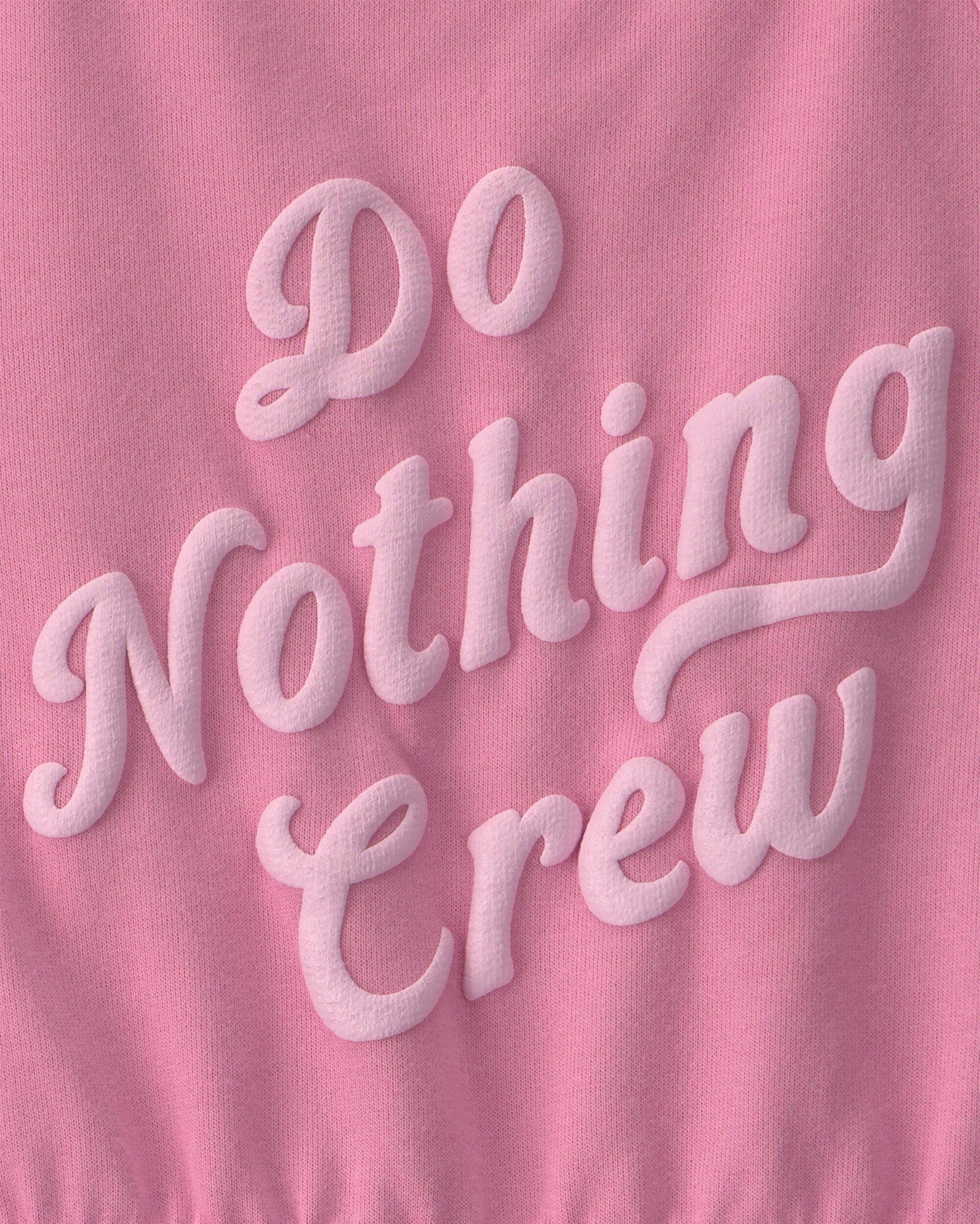 Girls 'Do Nothing Crew' French Terry Romper - Pink - Image 4