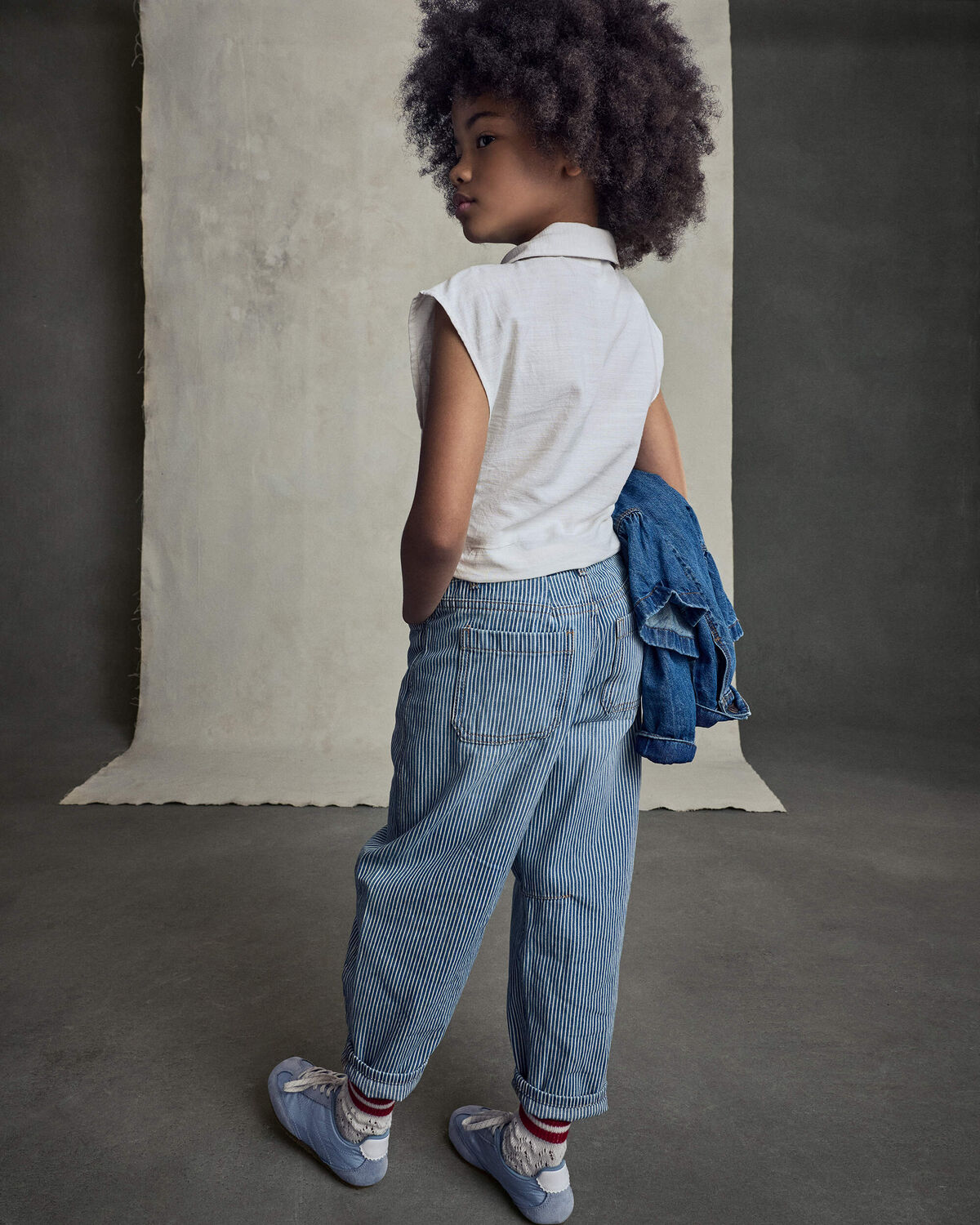 Girls Cropped Tie-Front Top - Cream - Image 5