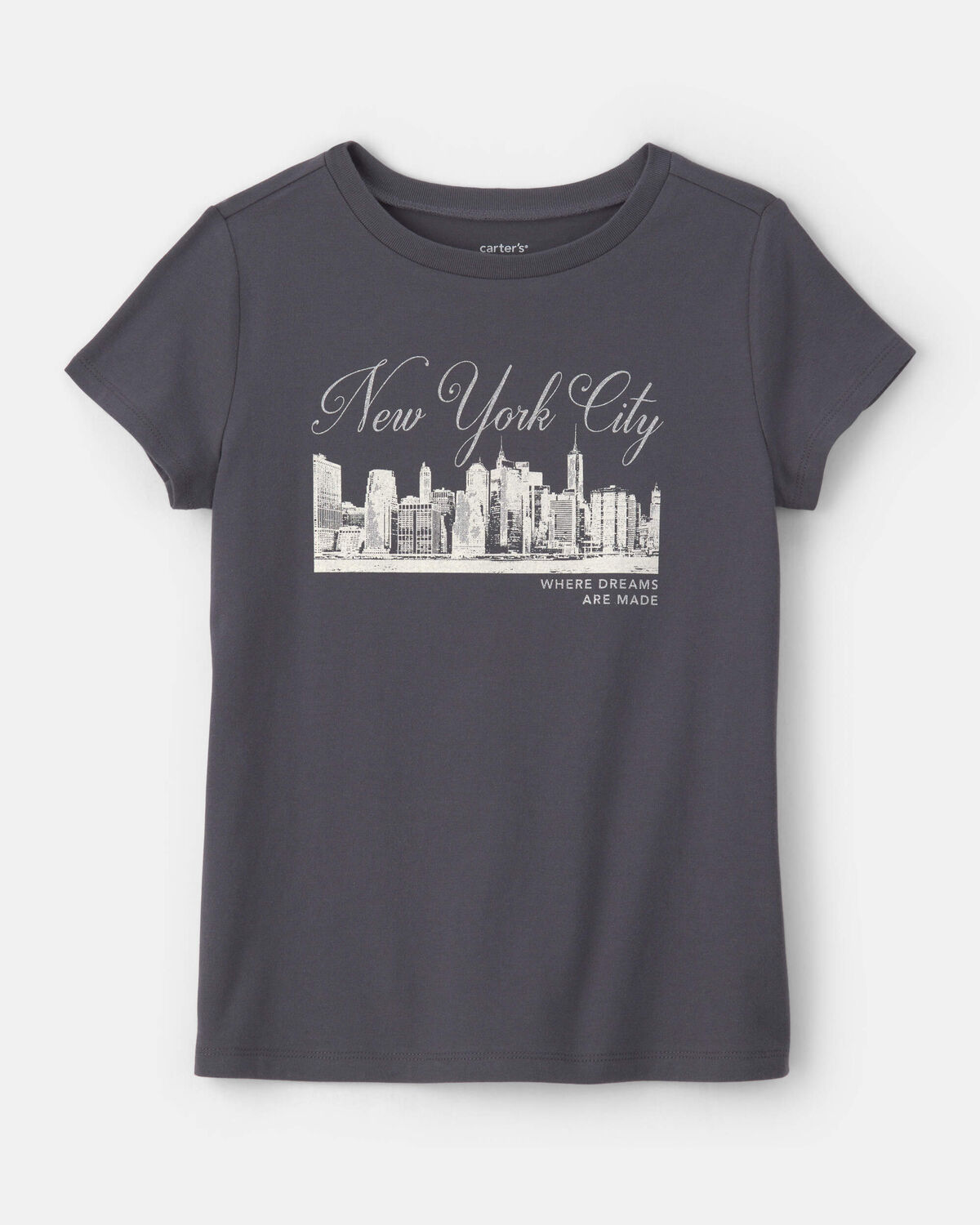 Girls 'New York City' Graphic Tee - Grey