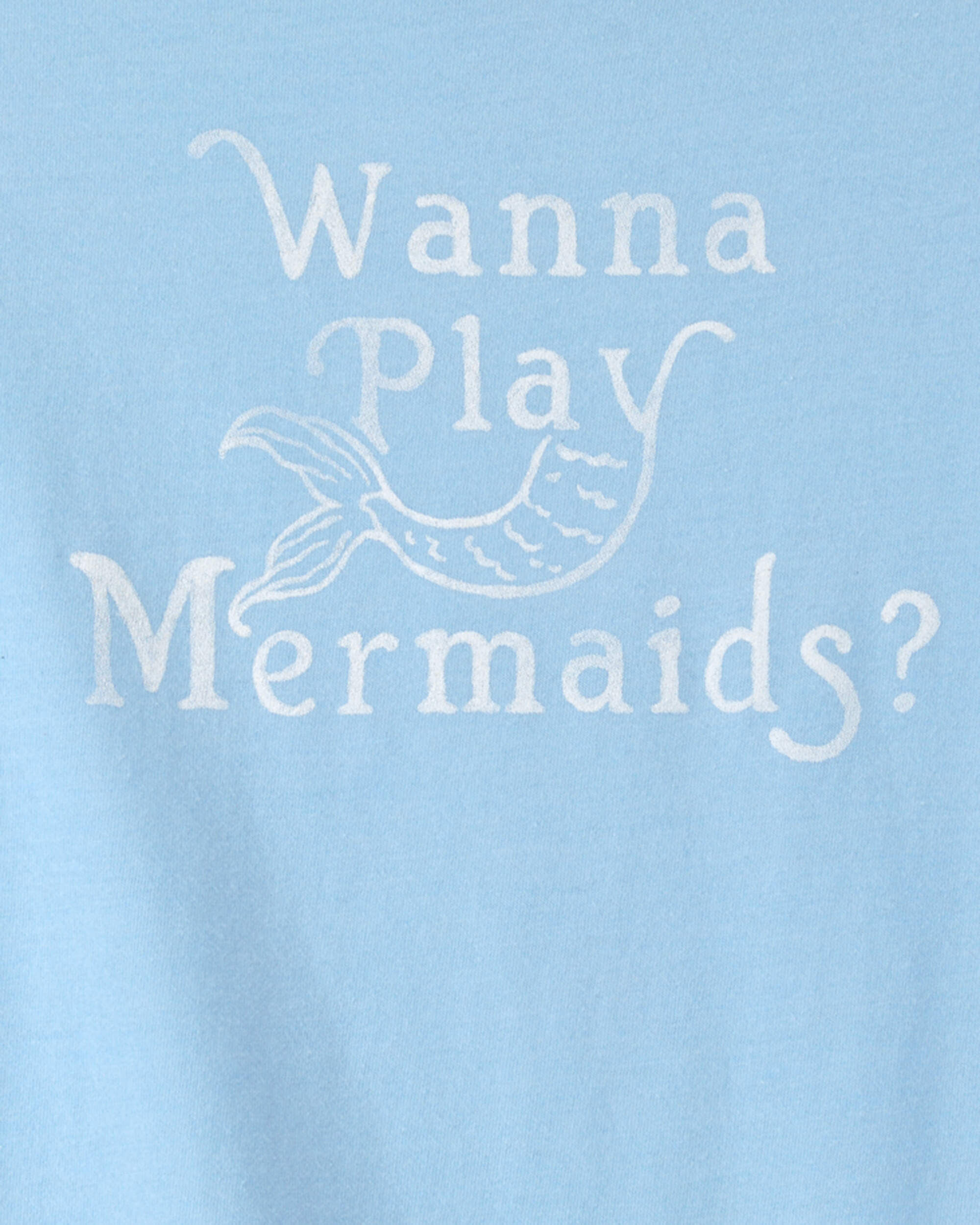 Girls Mermaid Graphic Tee - Blue - Image 3