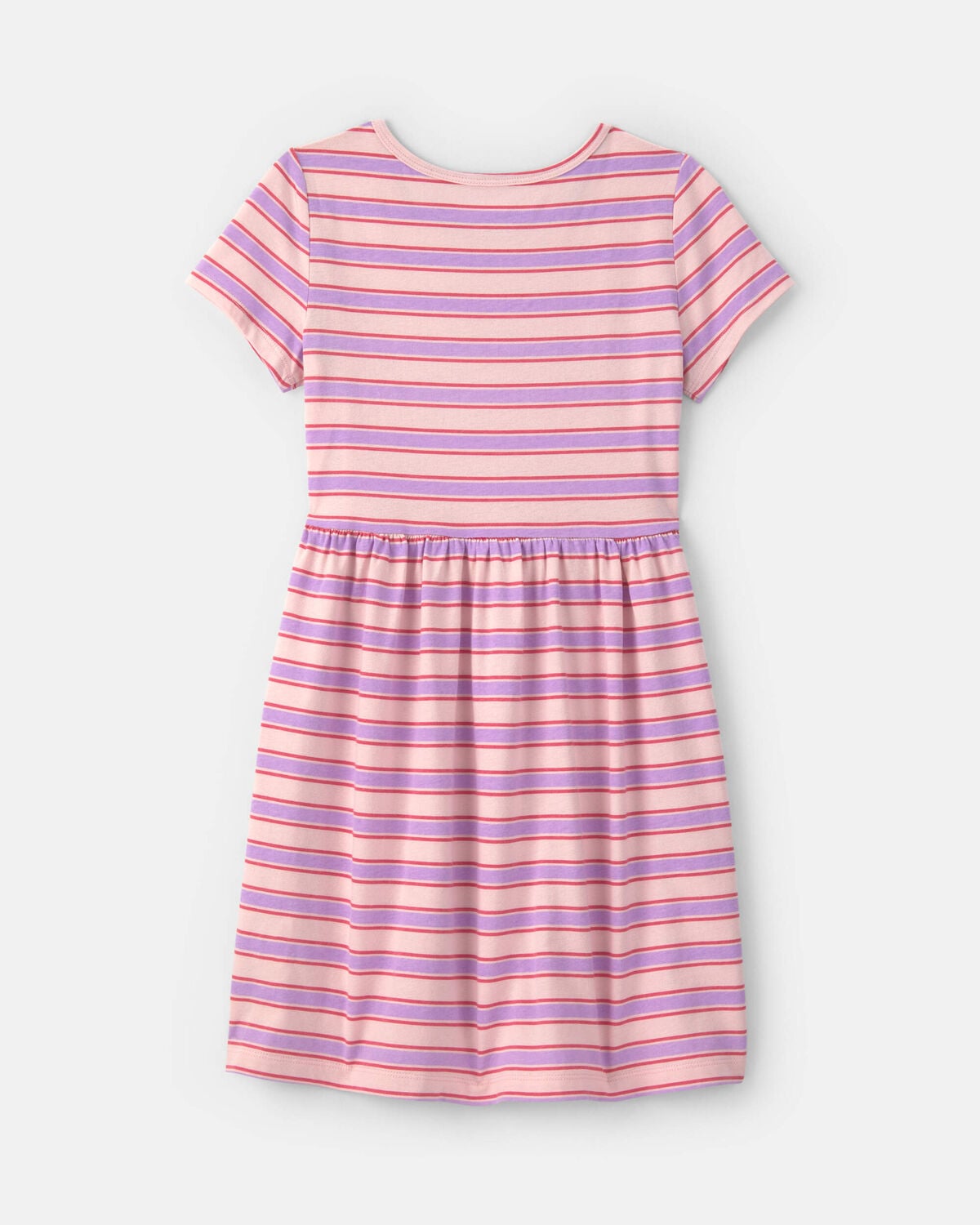 Girls Striped Short-Sleeve Dress - Pink - Image 2