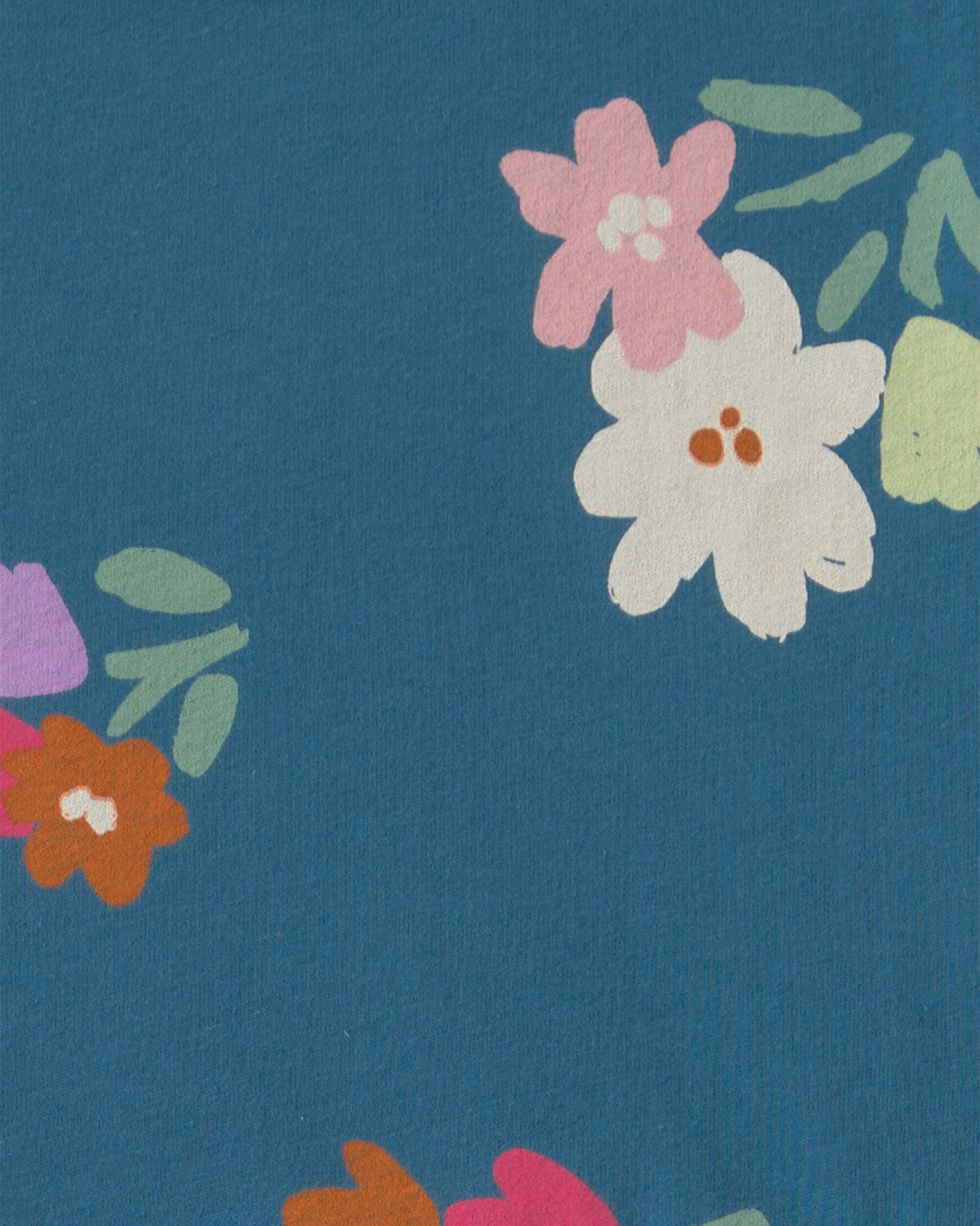 Girls Floral Short-Sleeve Dress - Navy Blue - Image 4
