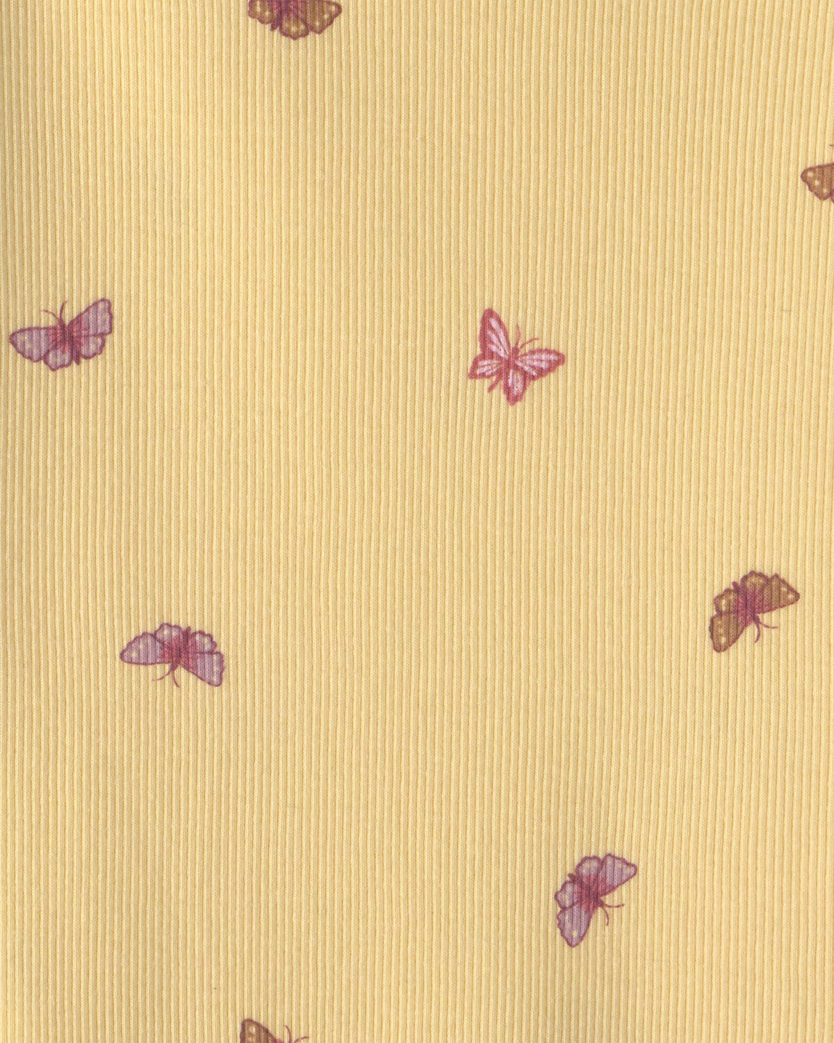 Girls Butterfly Ribbed Top - Yellow - Image 2