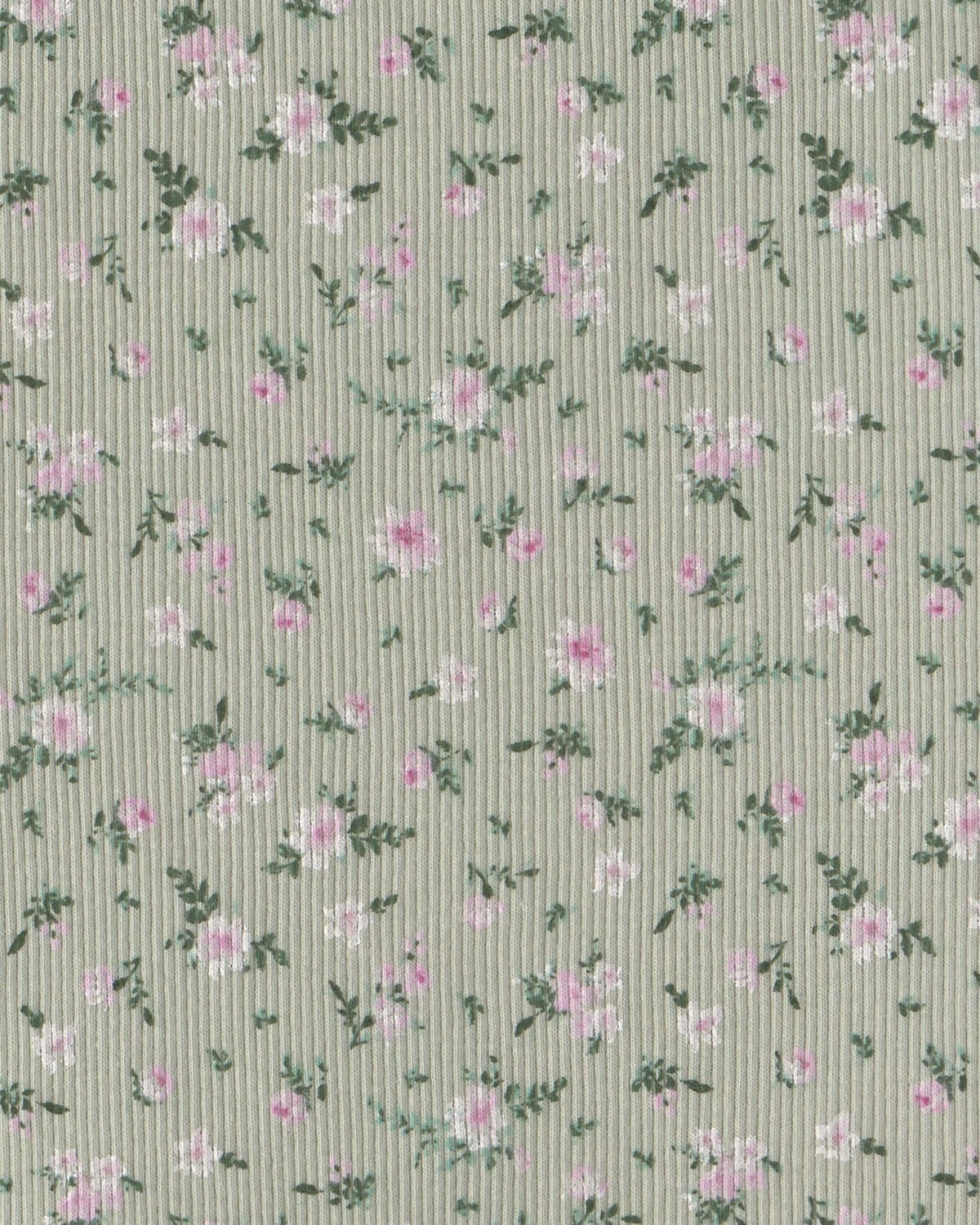 Girls Floral Ribbed Top - Green - Image 2