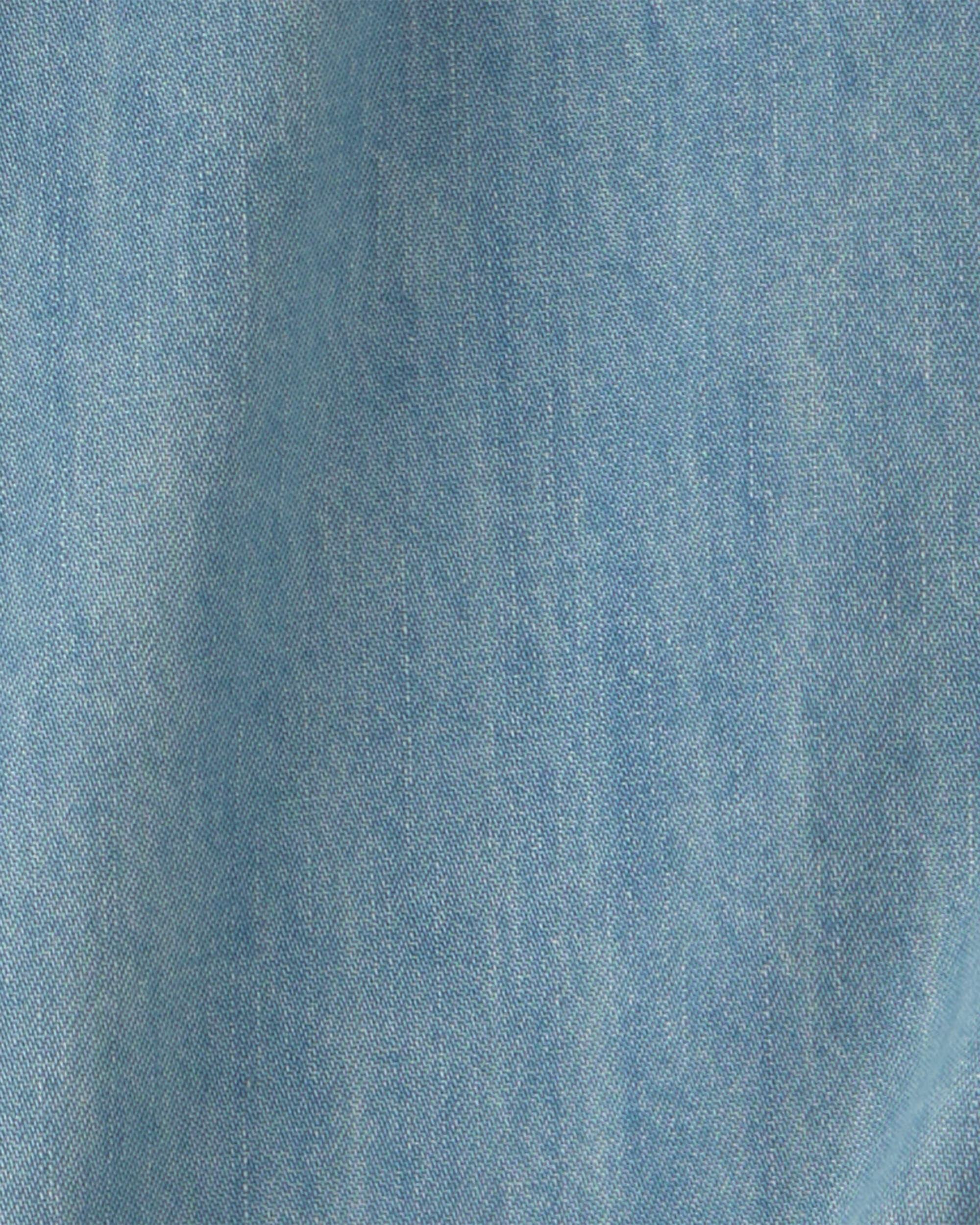 Girls Cropped Denim Tie-Front Top - Blue - Image 3
