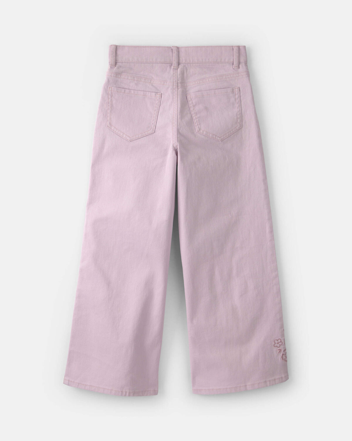 Girls Floral Embroidered Cropped Wide-Leg Pants - Purple - Image 2