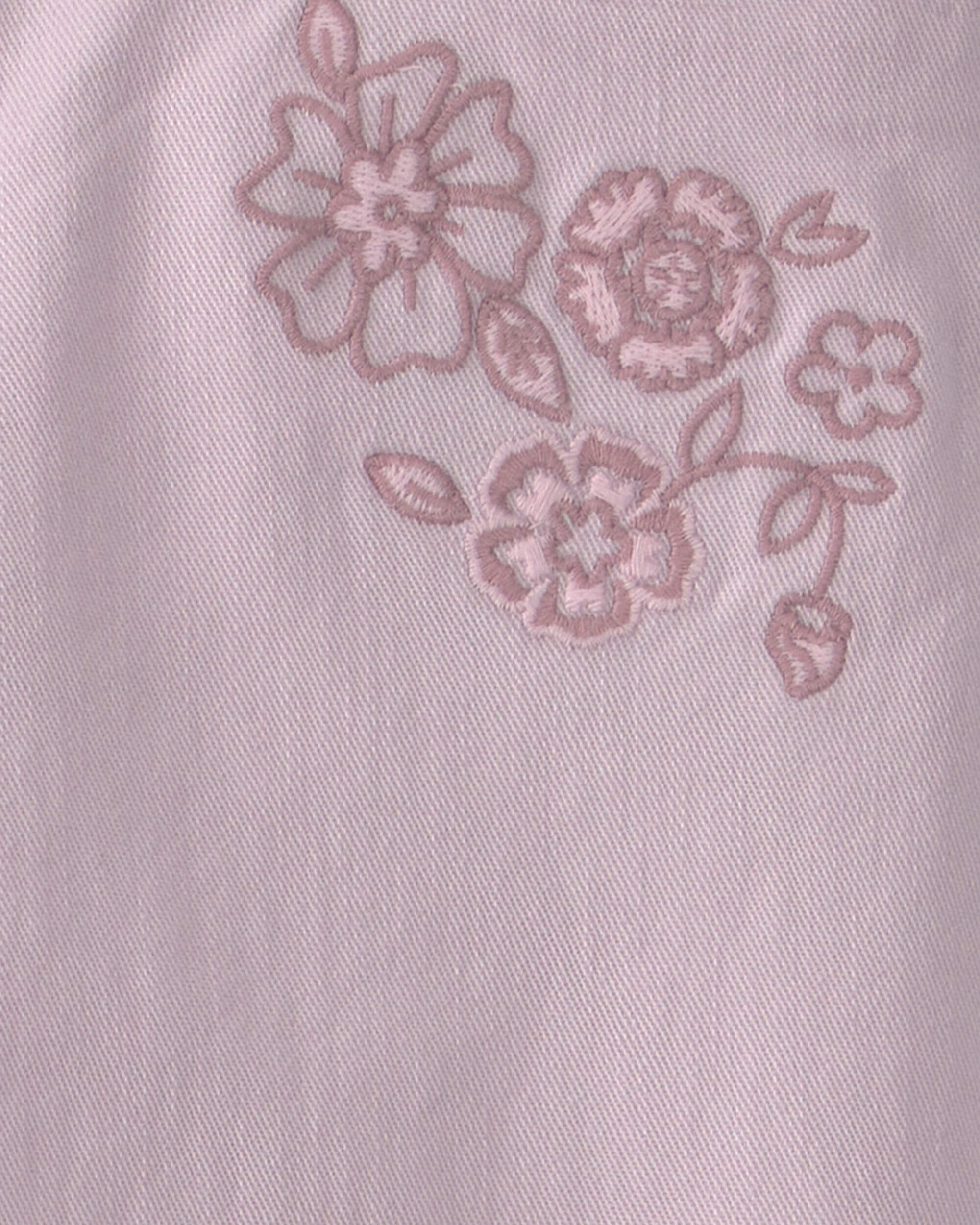 Girls Floral Embroidered Cropped Wide-Leg Pants - Purple - Image 4
