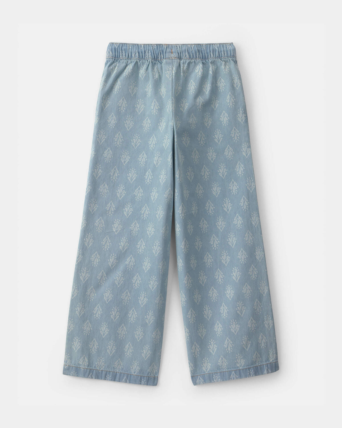 Girls Chambray Floral Pull-On Pants - Light Wash - Image 2