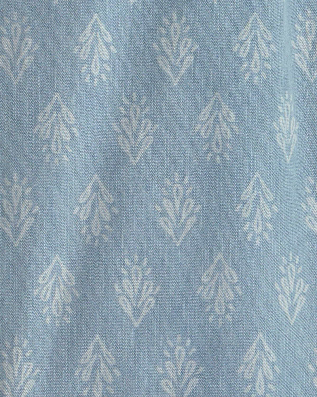 Girls Chambray Floral Pull-On Pants - Light Wash - Image 3