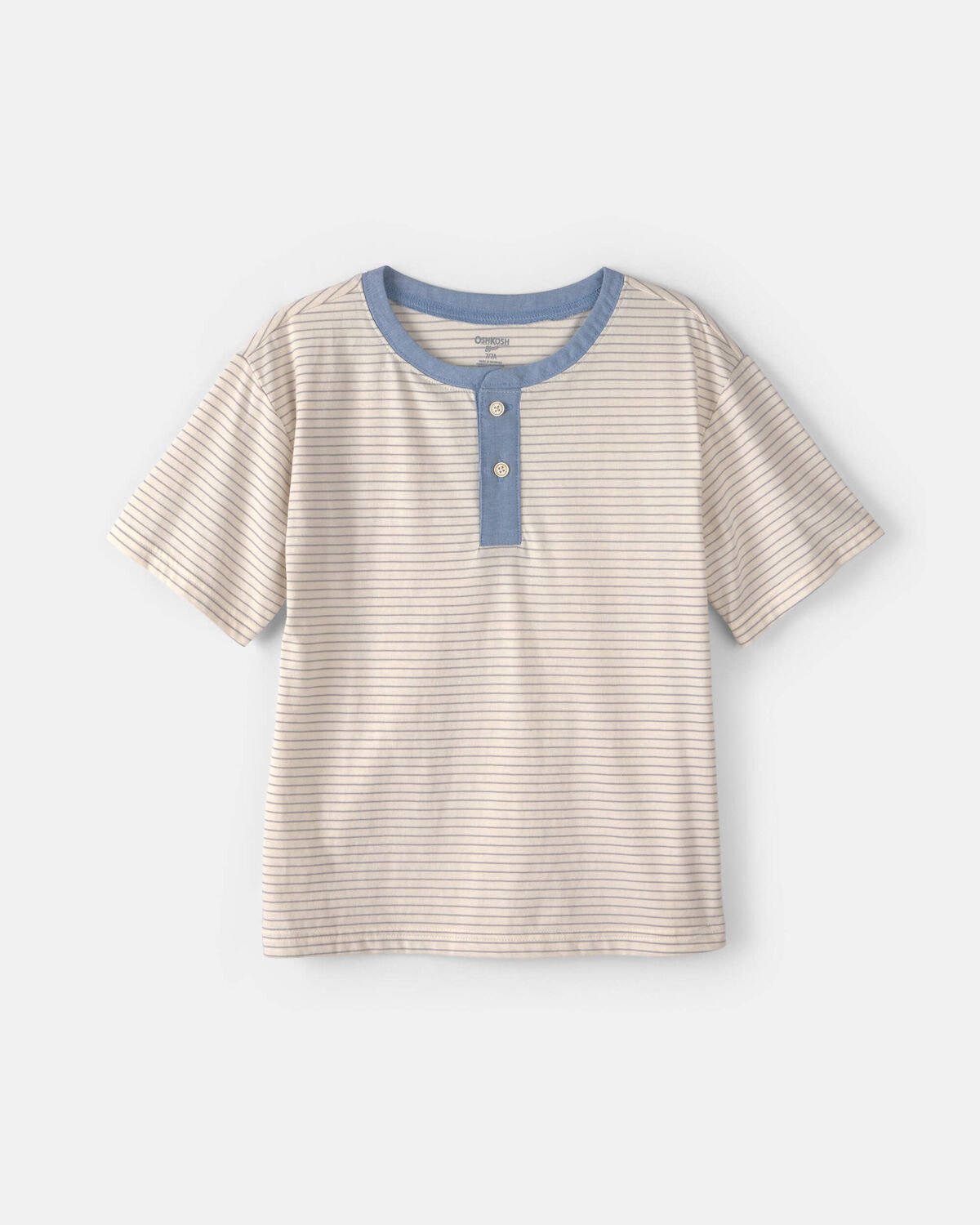 Boys Stripe Henley Tee - Cream