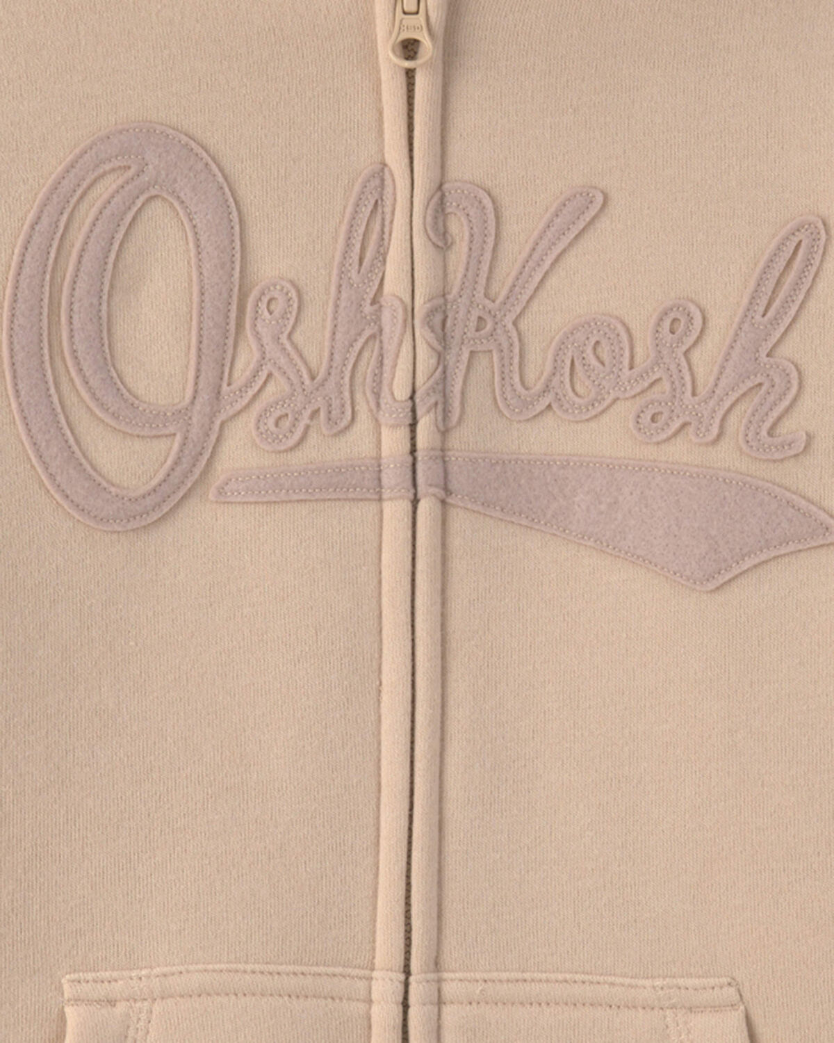 Boys OshKosh Logo Fleece Zip-Up Hoodie - Tan - Image 2