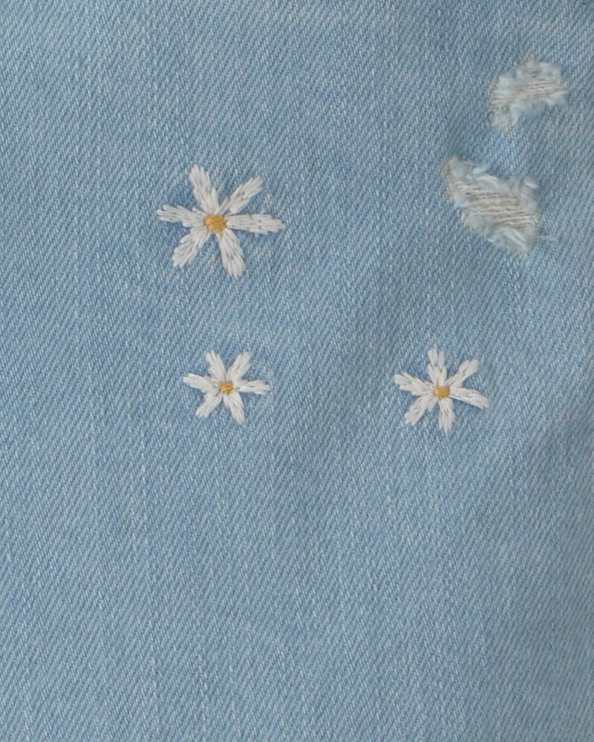 Girls Floral Denim Shorts - Medium Wash - Image 3