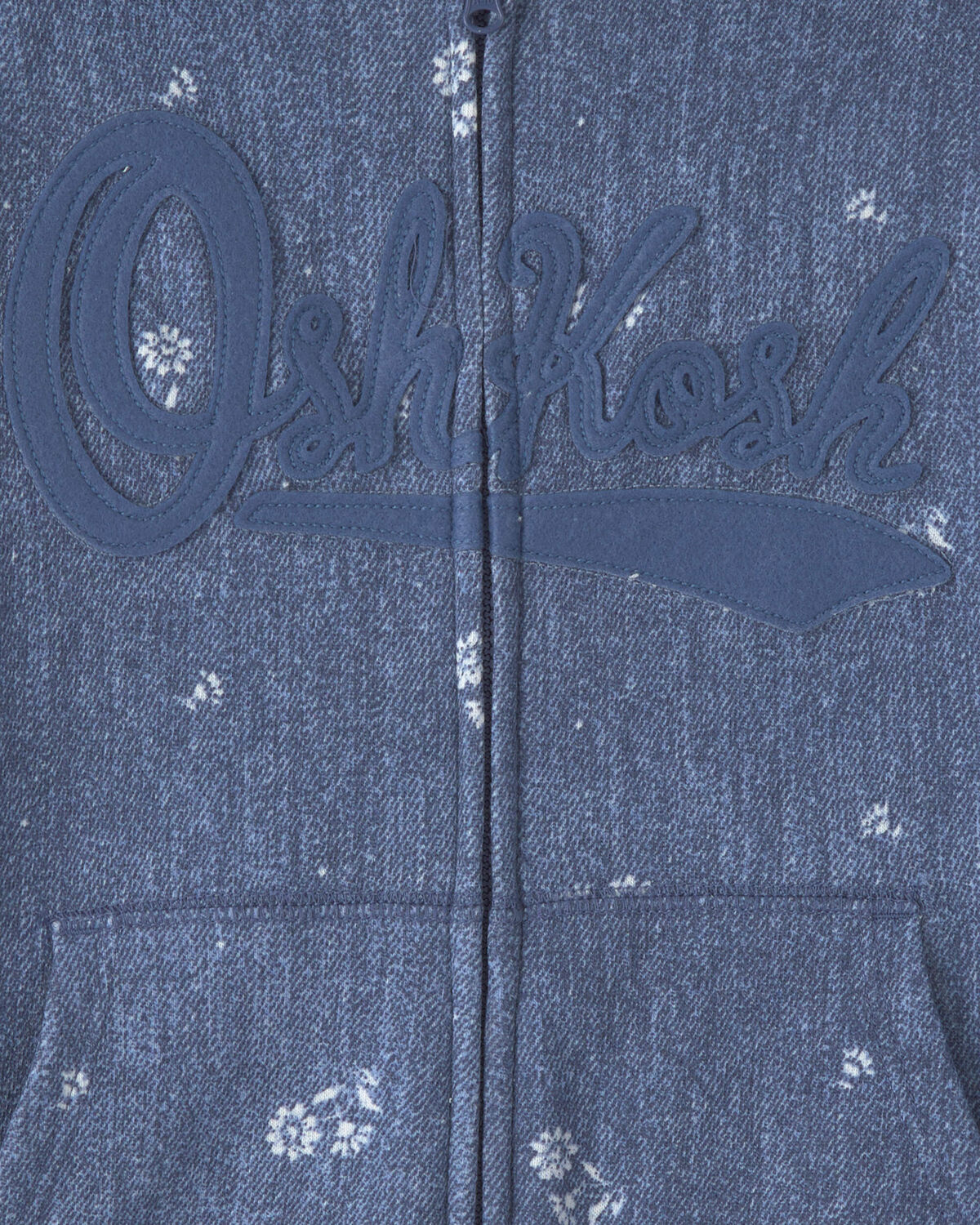 Girls Floral OshKosh Logo Zip-Up Hoodie - Blue - Image 2