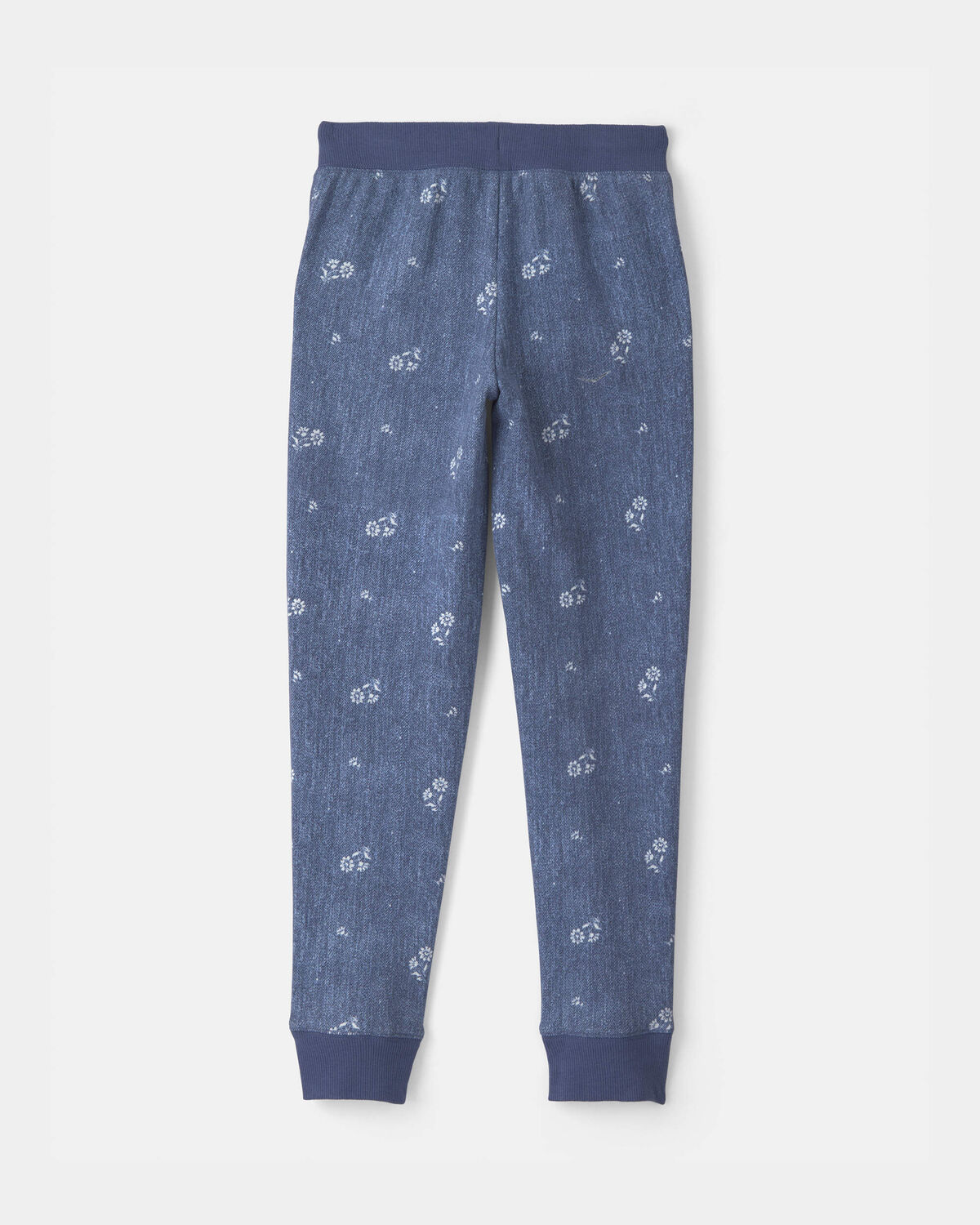 Girls Floral Drawstring Knit Joggers - Blue - Image 2