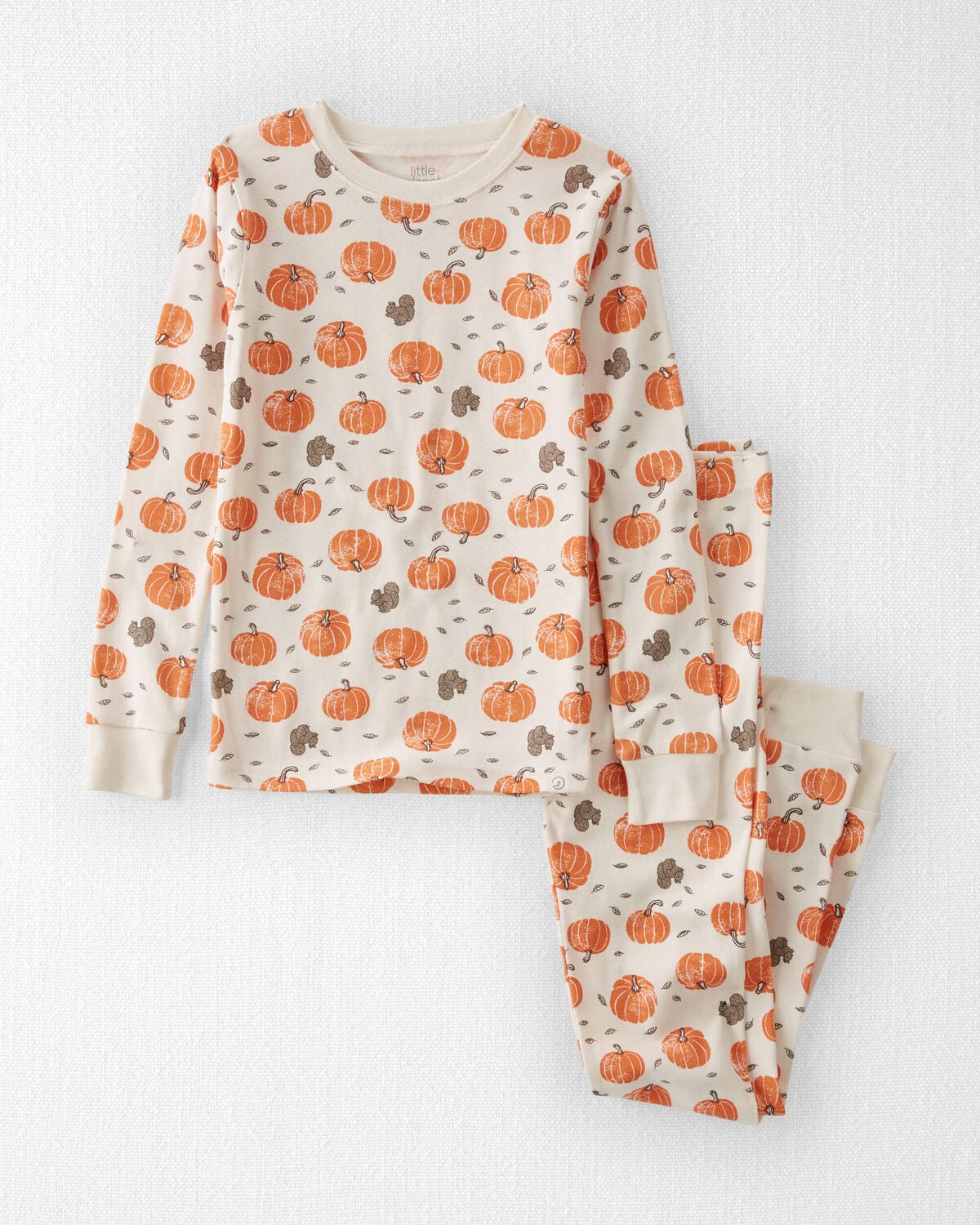 Kids 2-Piece Organic Cotton Pajamas in Harvest Pumpkins