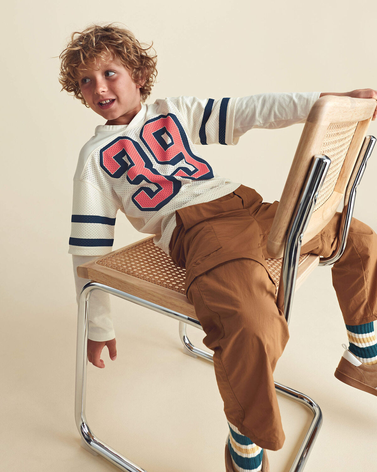 Boys Game Day Mesh Long-Sleeve Jersey - Cream - Image 3
