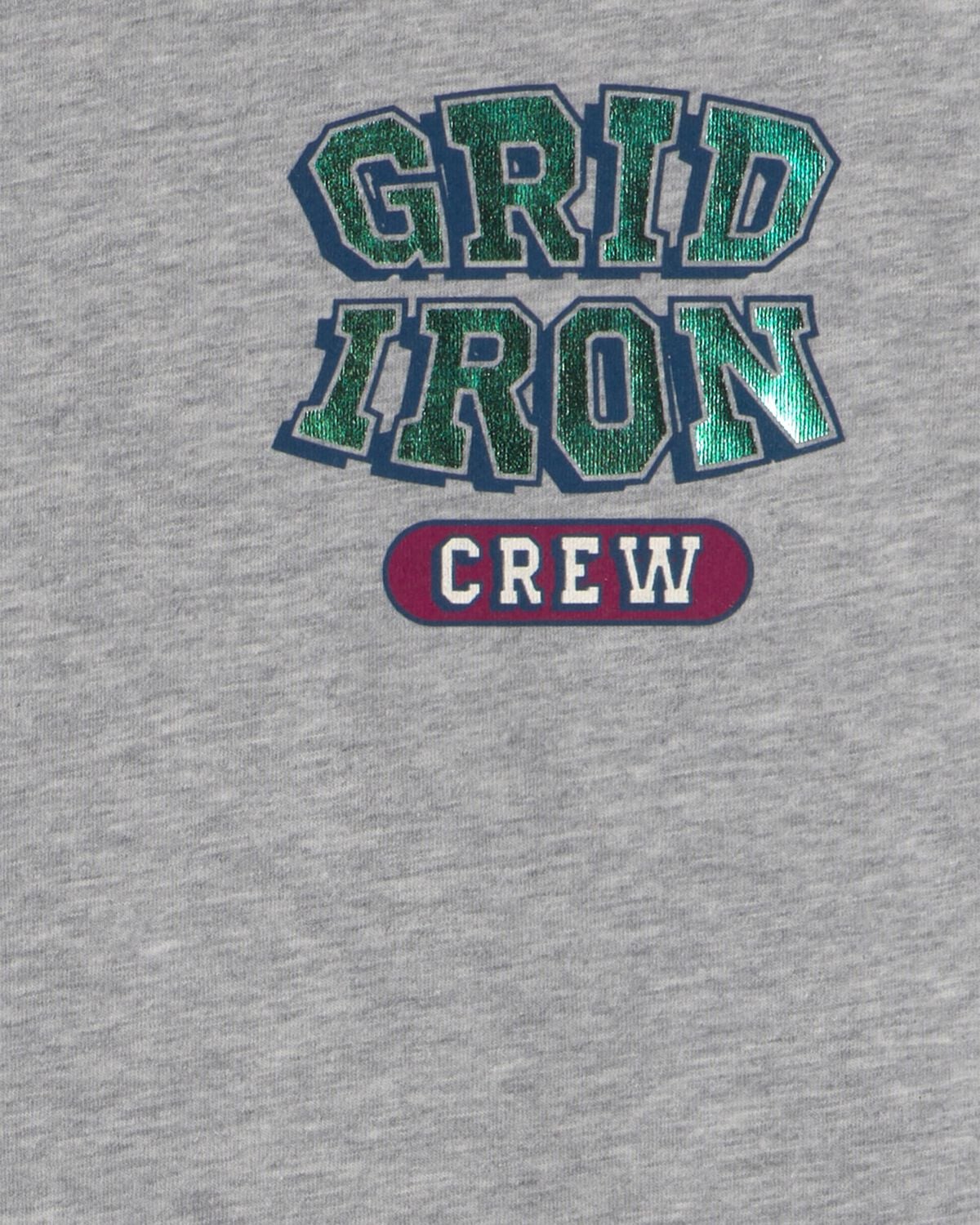 Boys 'Grid Iron Crew' Graphic Tee - Grey - Image 4