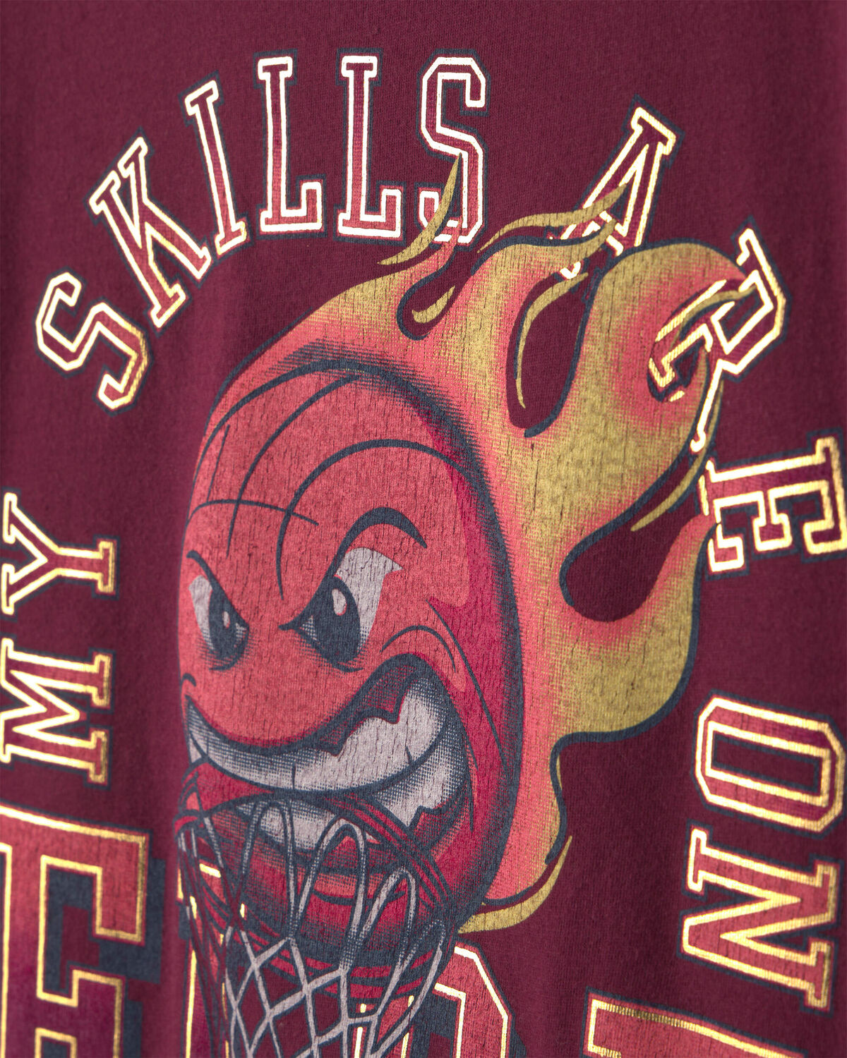 Boys 'My Skills Are On Fire' Basketball Graphic Tee - Burgundy - Image 2